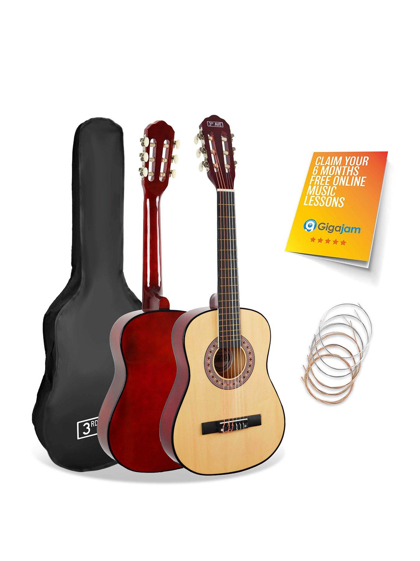 3rd Avenue 1/2 Size Kids Classical Guitar Beginner Bundle - 6 Months FREE Lessons - Natural
