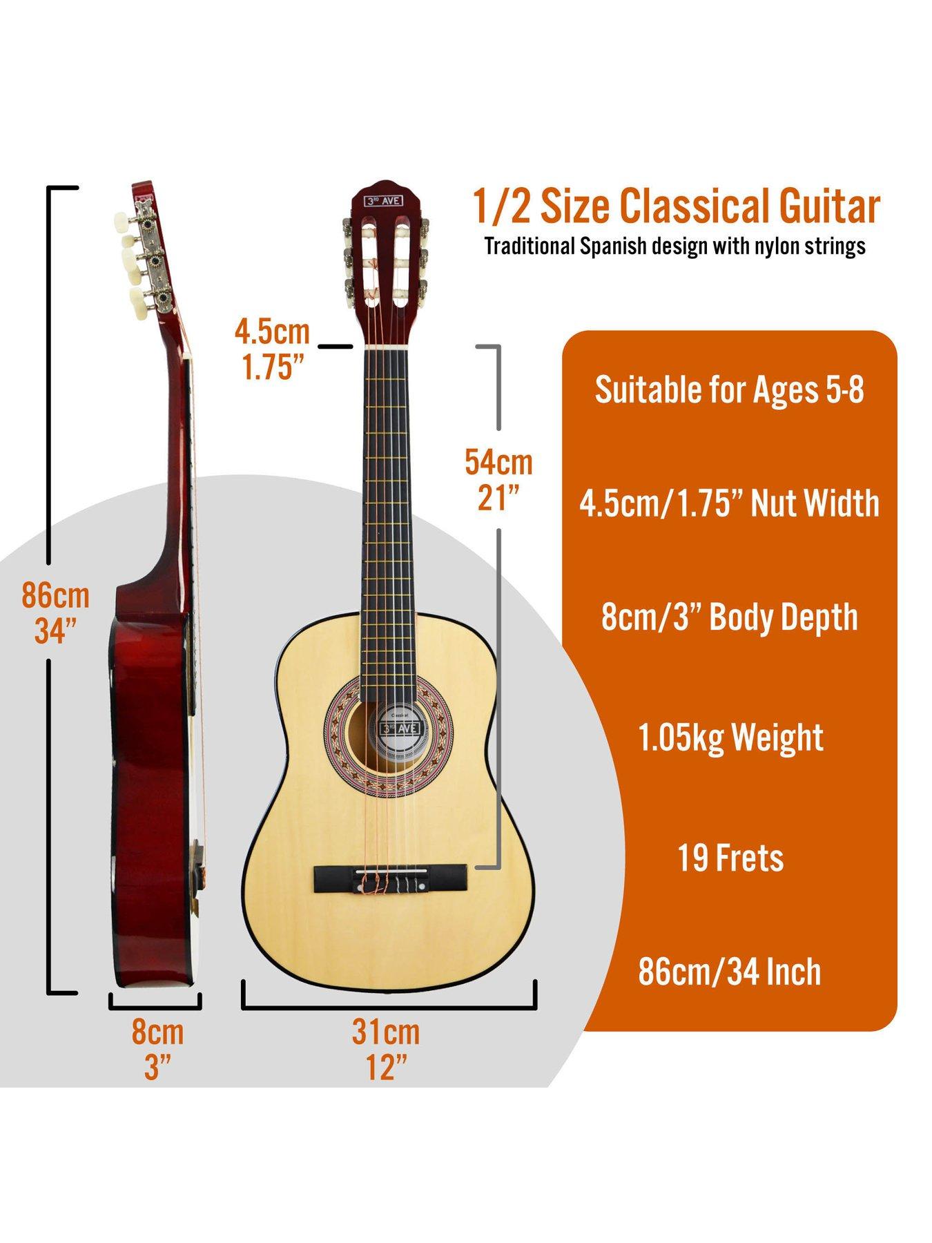 Image 2 of 6 of 3rd Avenue 1/2 Size Kids Classical Guitar Beginner Bundle - 6 Months FREE Lessons - Natural