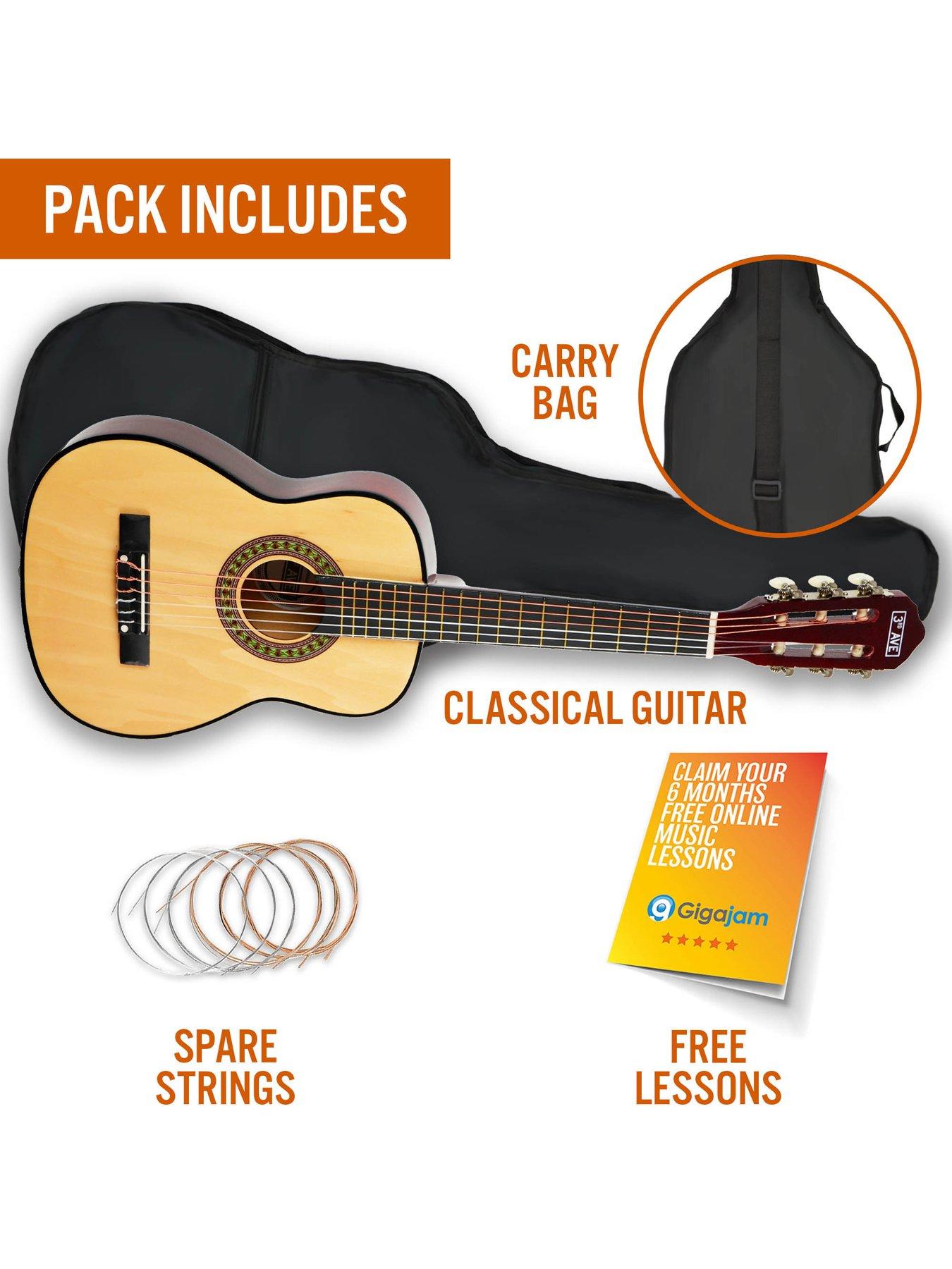 Image 3 of 6 of 3rd Avenue 1/2 Size Kids Classical Guitar Beginner Bundle - 6 Months FREE Lessons - Natural
