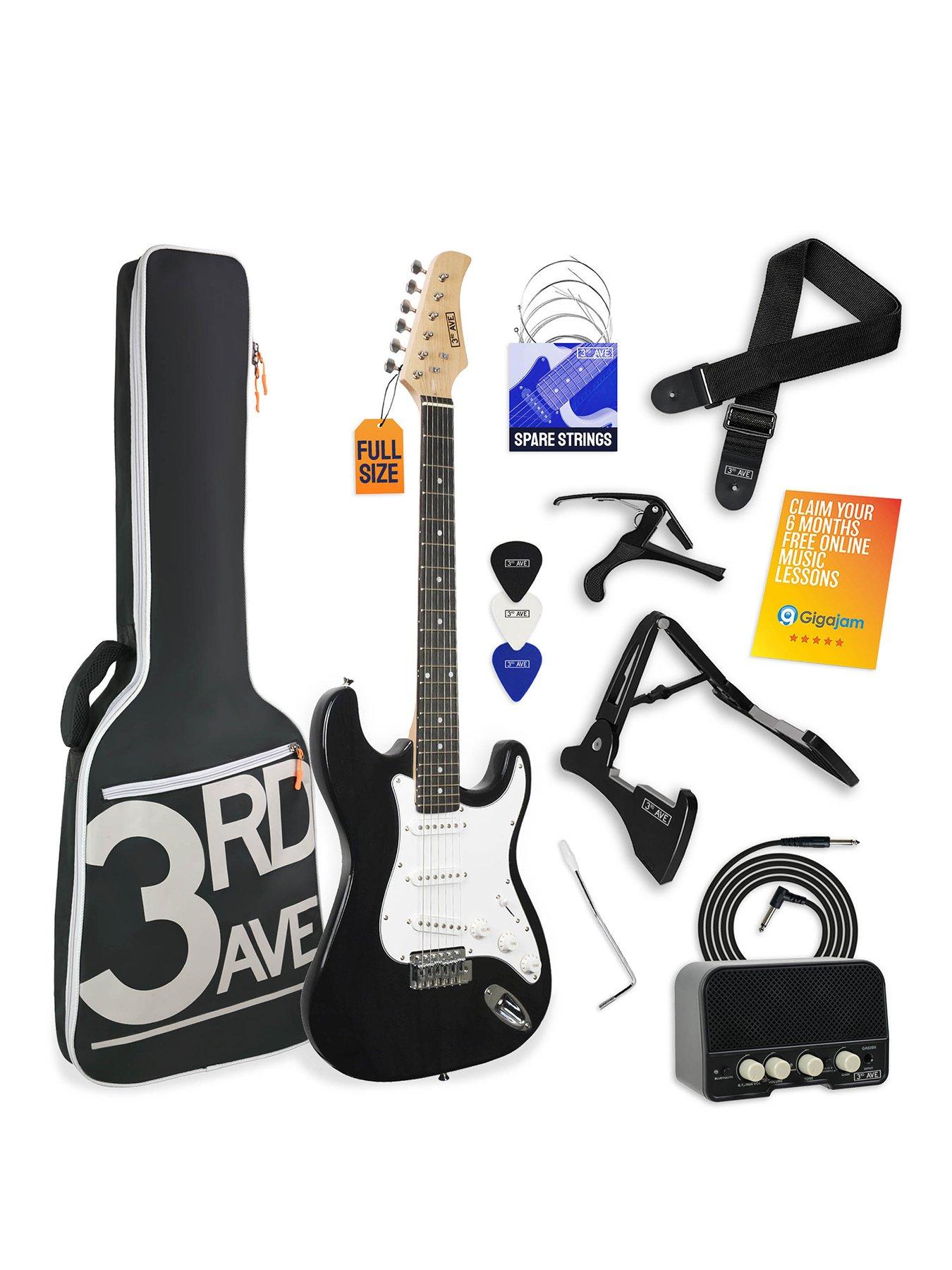 Image 1 of 6 of Rocket 3rd Avenue Full Size 4/4 Electric Guitar Ultimate Kit with Amp - 6 Months FREE Lessons - Black