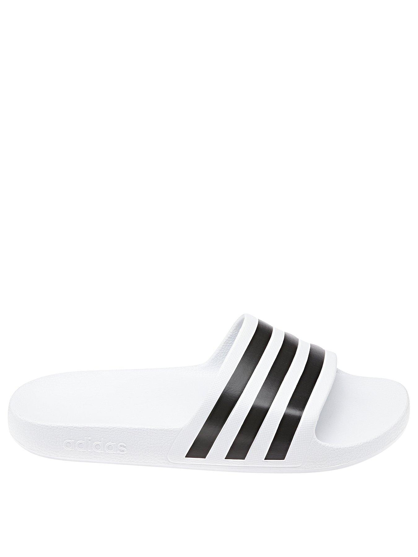 Adidas white sale sliders