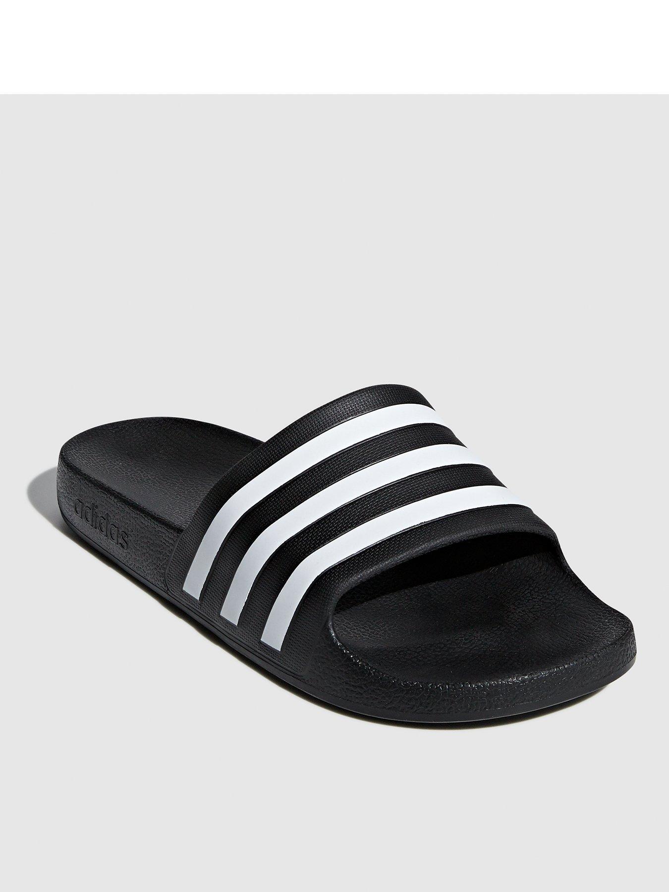 adidas Sportswear Mens Adilette Aqua Sliders - Black/White