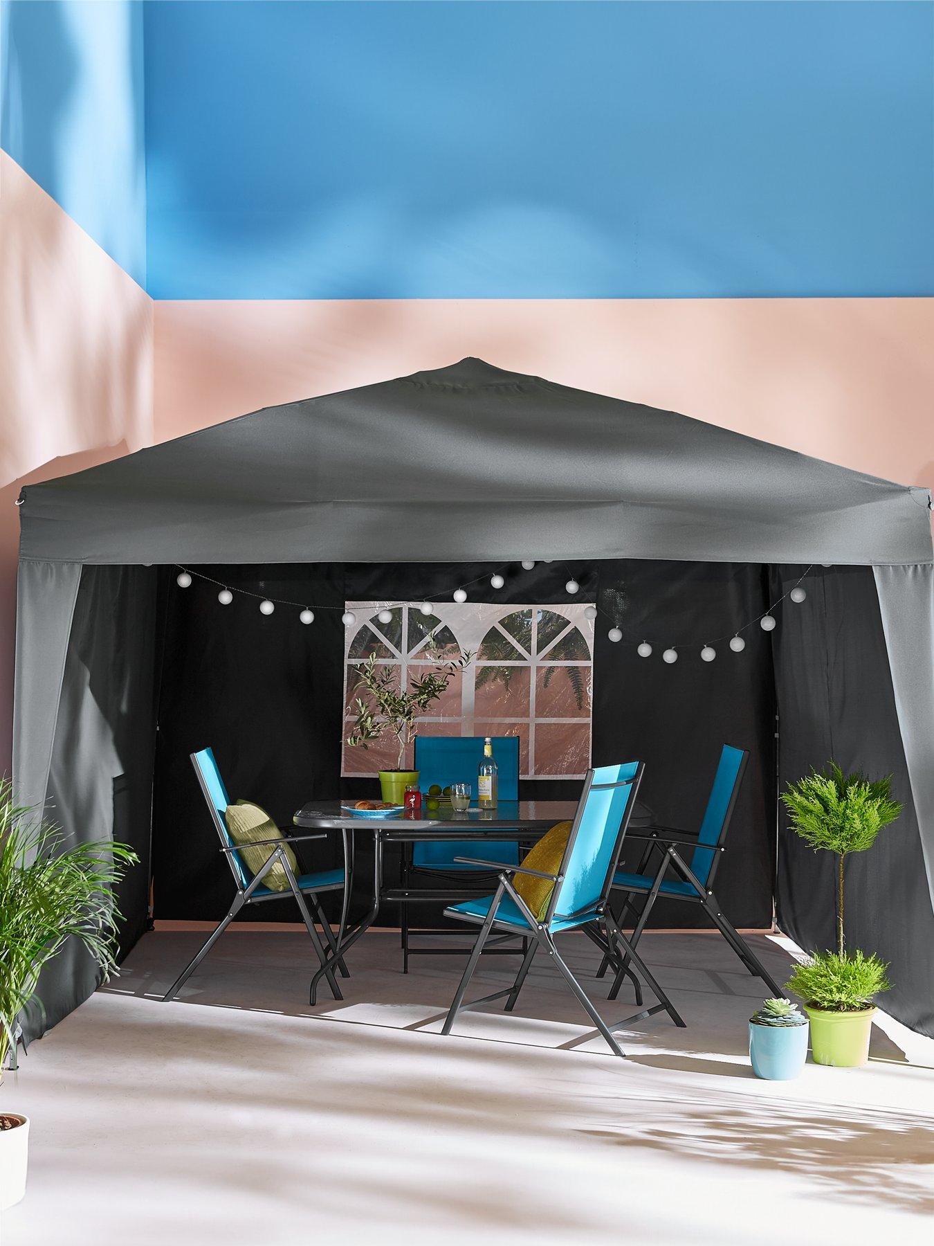 3 x 3 m Pop Up Gazebo 3 Side Panels Steel Frame Showerproof