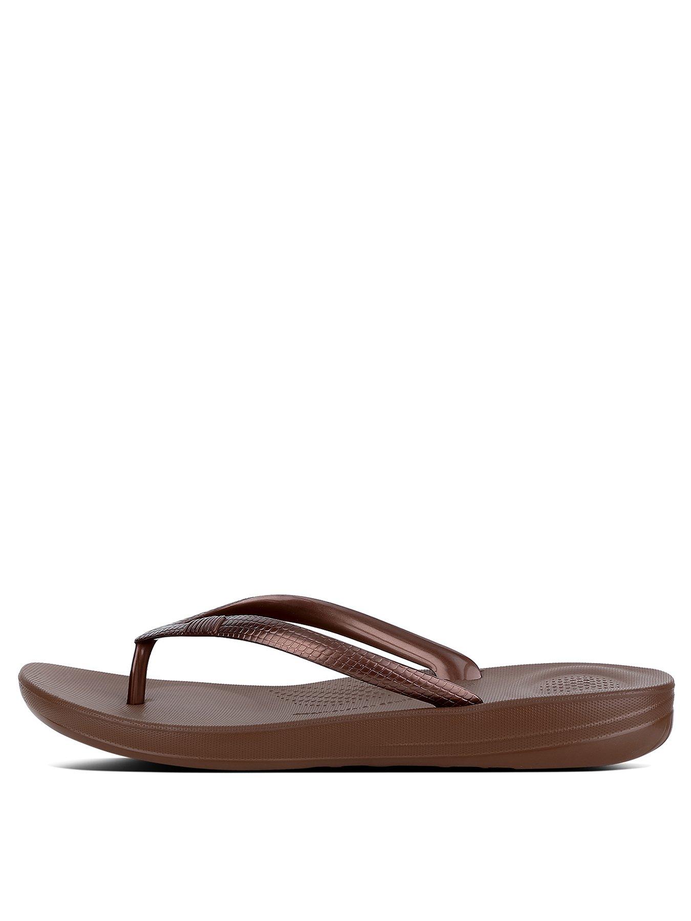 Image 1 of 5 of FitFlop Iqushion Ergonomic Toe Thong Flip Flop Shoes - Bronze