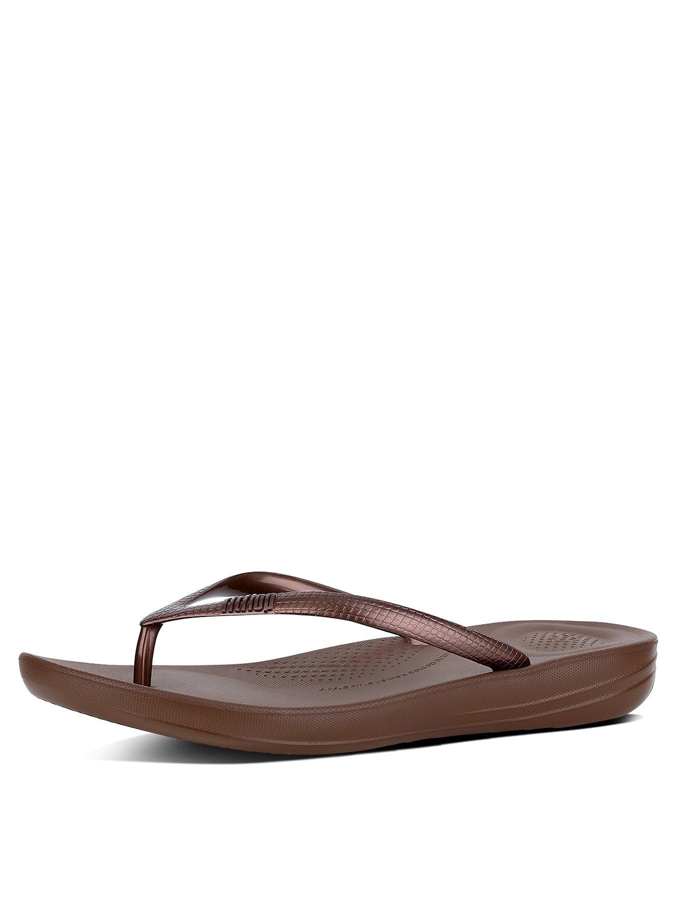 Image 2 of 5 of FitFlop Iqushion Ergonomic Toe Thong Flip Flop Shoes - Bronze