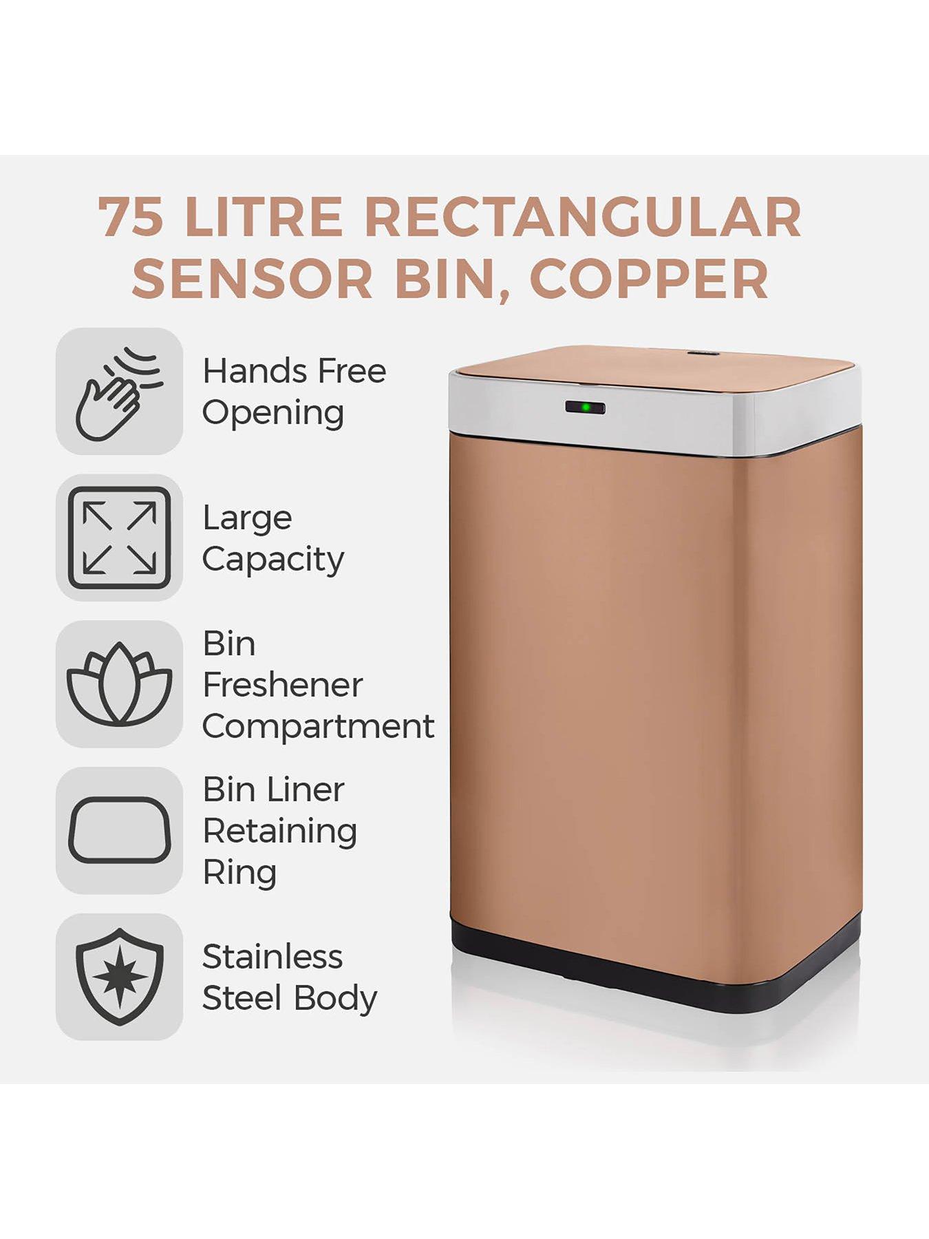 Image 3 of 7 of Tower &nbsp;75-Litre Rectangular Sensor Bin &ndash; Copper