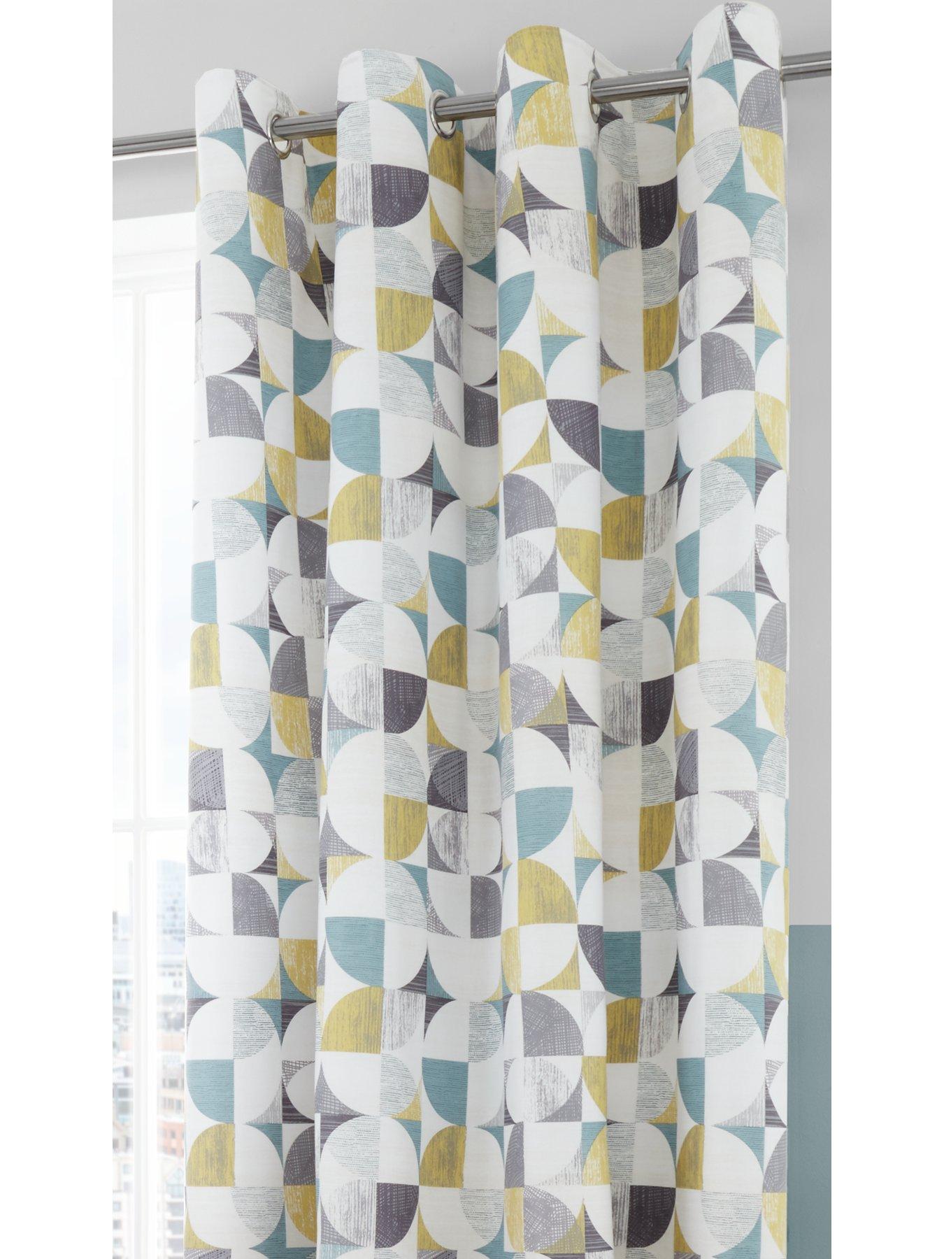 Image 3 of 6 of Catherine Lansfield Retro Circles Eyelet Lined&nbsp;Curtains