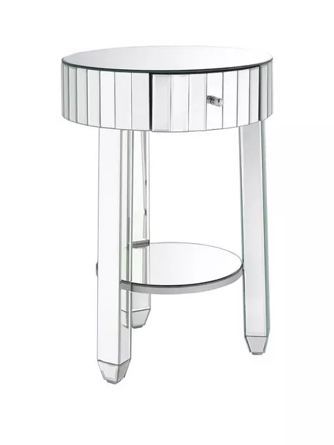 prod1088330968: Phoebe Round Mirrored Bedside Table