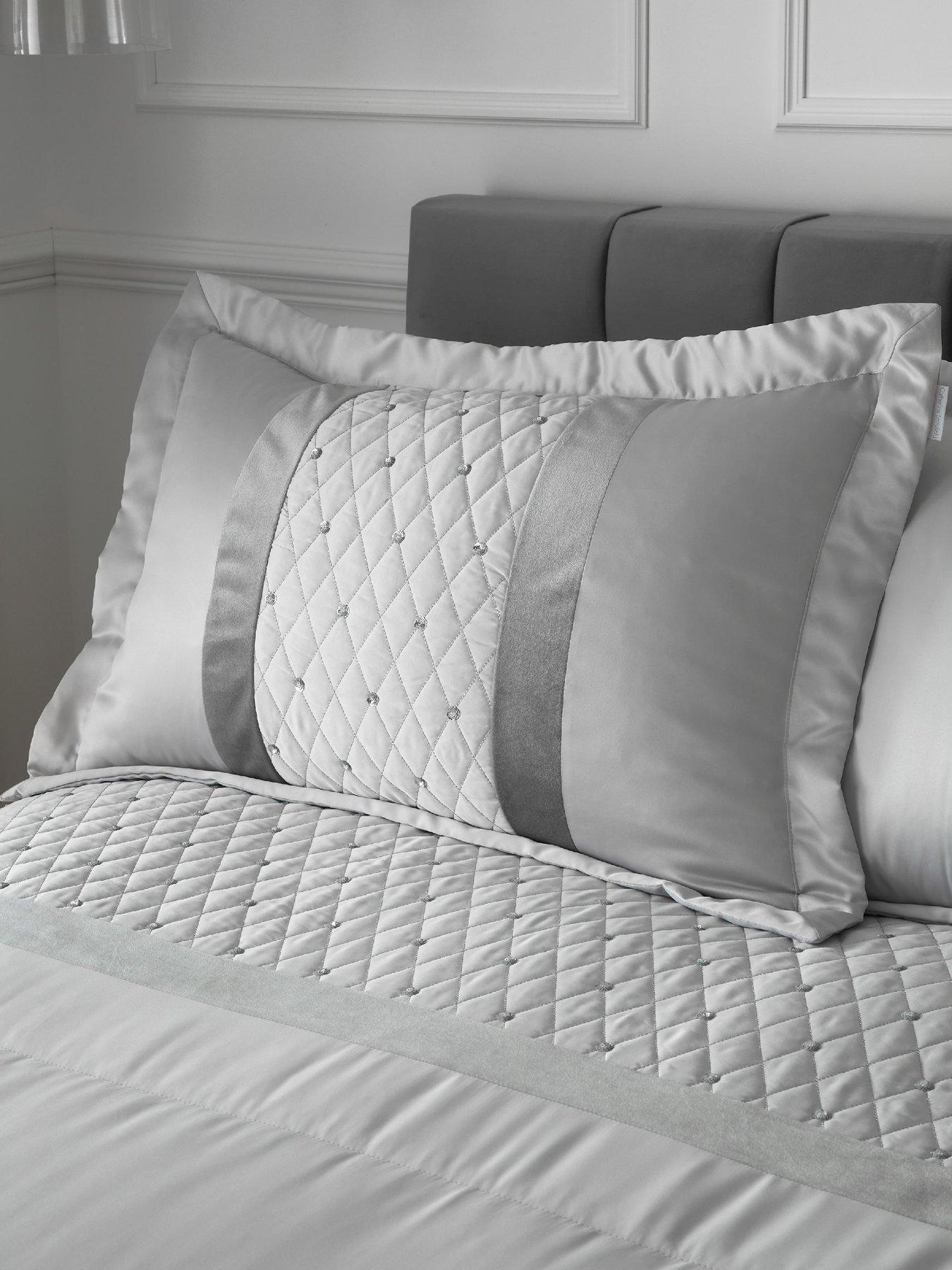 Catherine Lansfield Set of Sequin Cluster Pillow Shams Silver