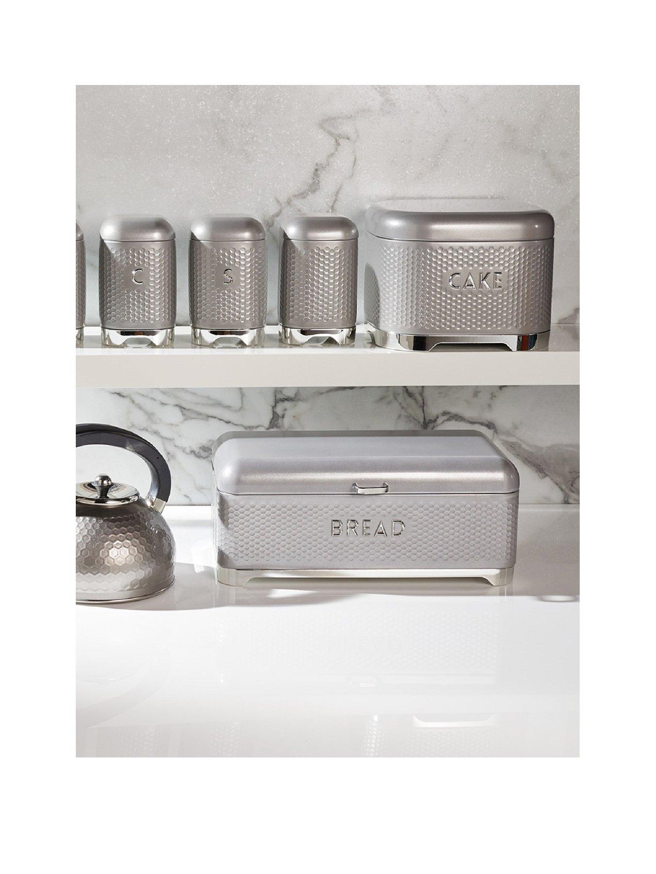 KitchenCraft Lovello Bread Bin in Shadow Grey – 42 x 22 x 18 cm
