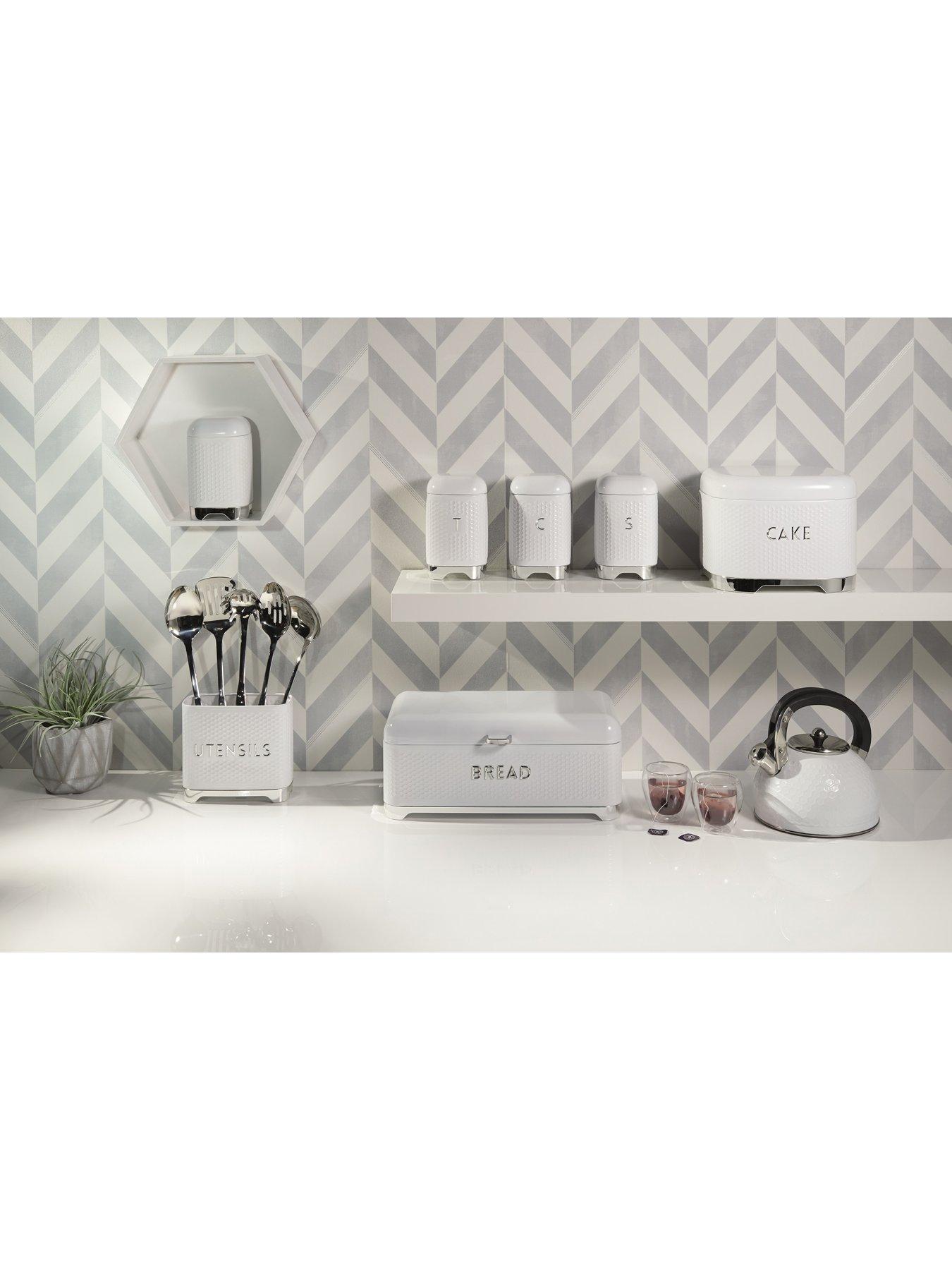 Image 3 of 4 of KitchenCraft Lovello Bread Bin in Ice White