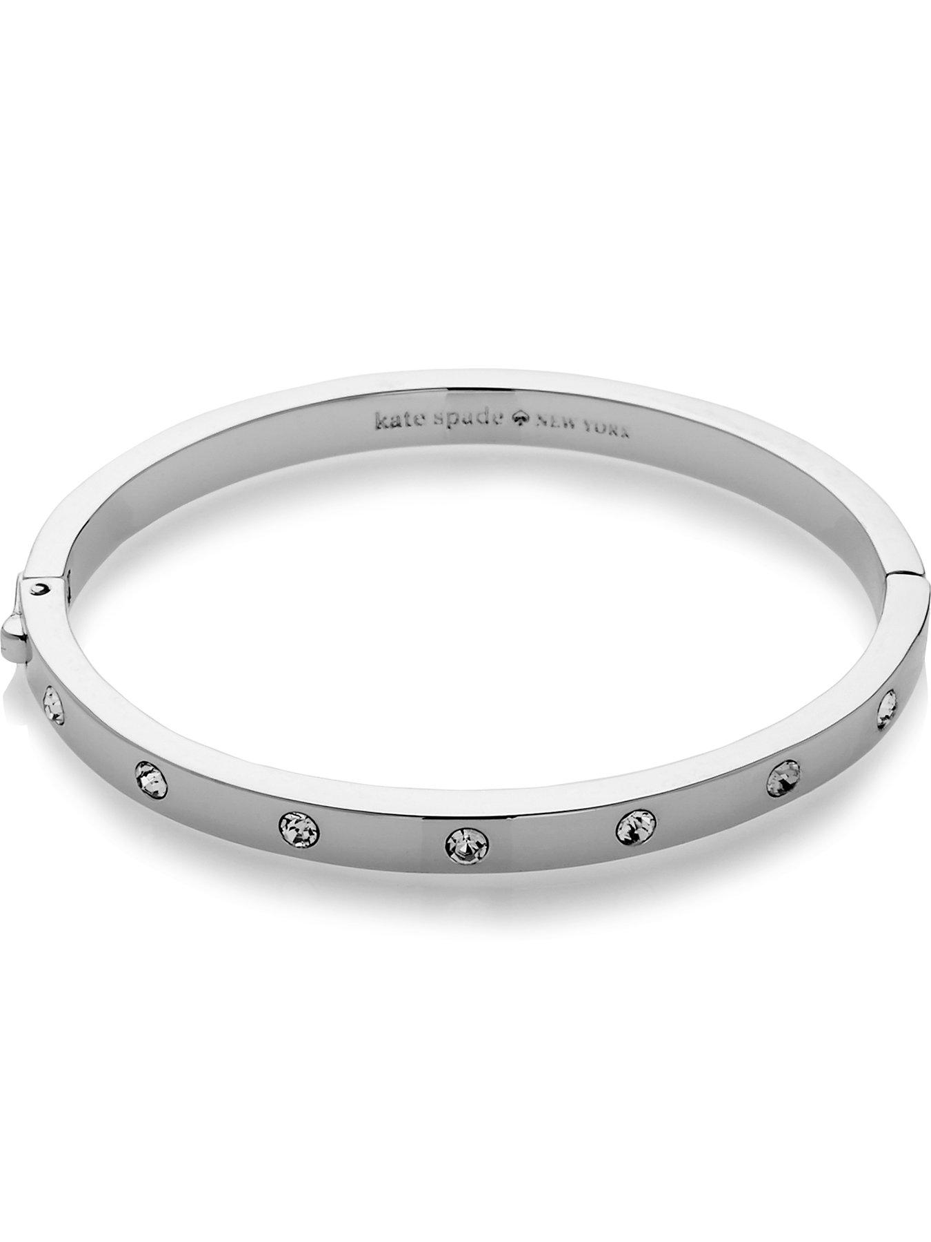 undefined Set In Stone Crystal Hinged Bangle - Silver