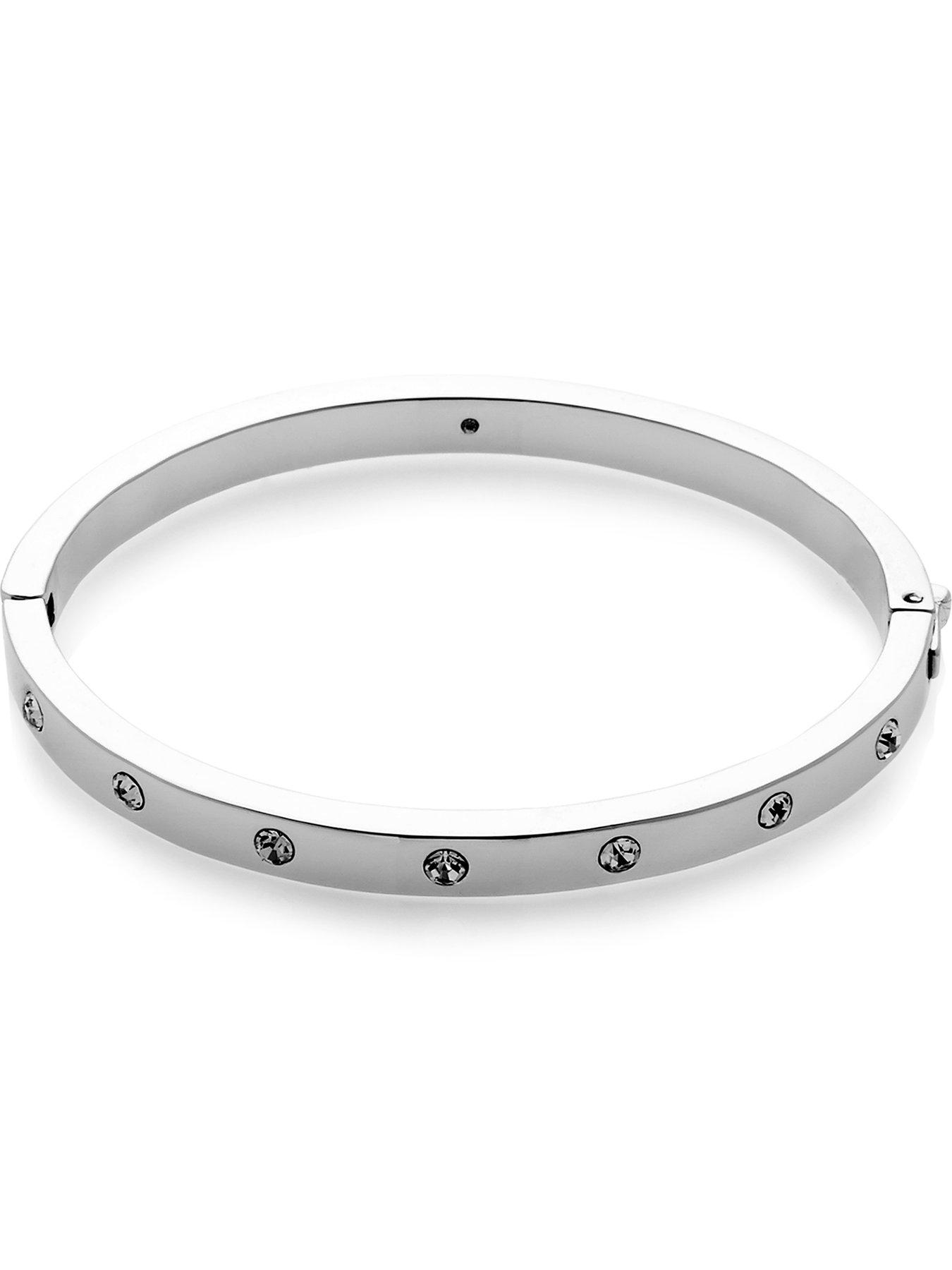 Image 3 of 4 of Kate Spade New York Set In Stone Crystal Hinged Bangle - Silver