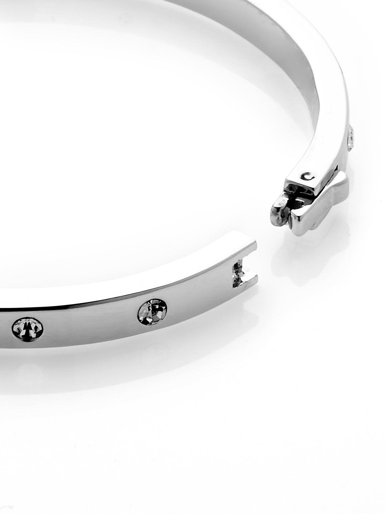 Image 4 of 4 of Kate Spade New York Set In Stone Crystal Hinged Bangle - Silver