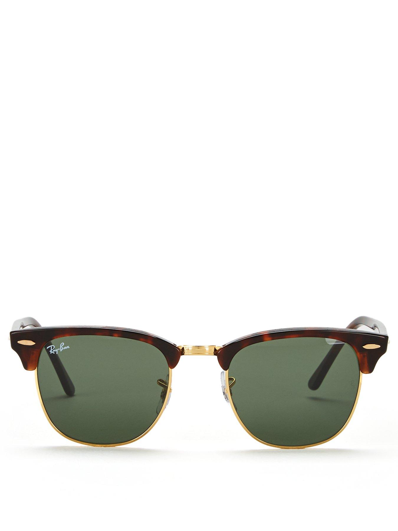 Image 3 of 4 of Ray-Ban Womens Clubmaster Square Acetate Frame Sunglasses - Tortoise/Green