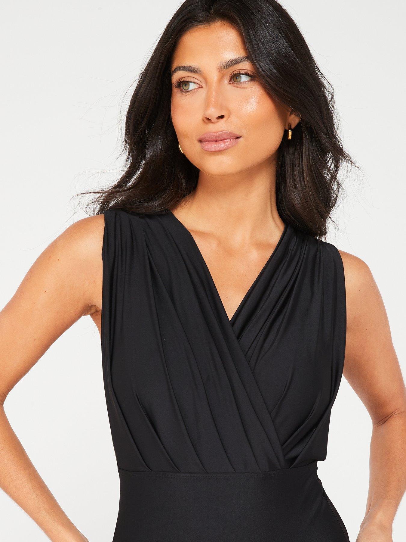 Image 6 of 6 of V by Very Shape Enhancing Draped Swimsuit - Black