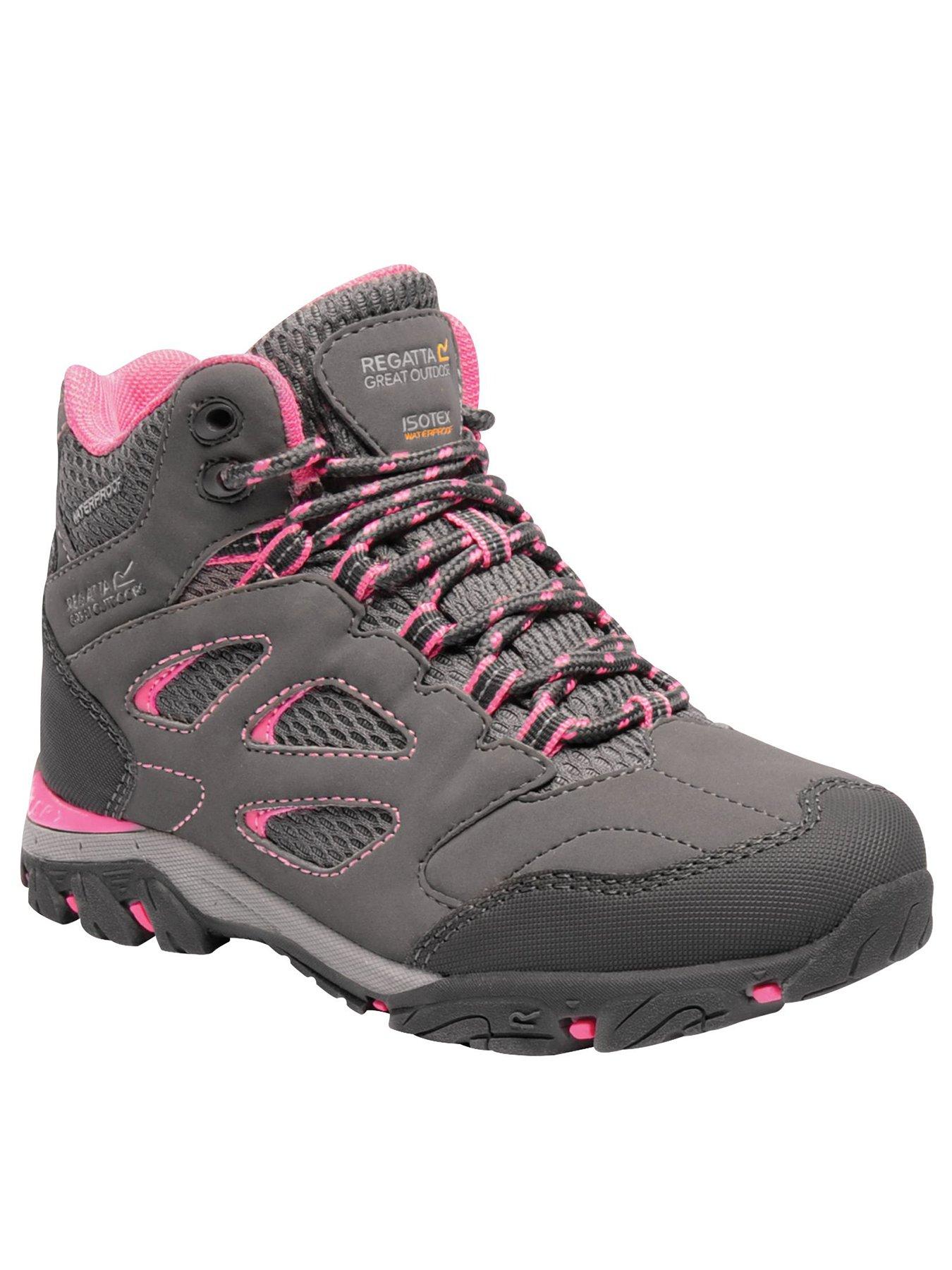 Image 1 of 6 of Regatta Junior Holcombe Waterproof Mid-Cut Walking Boot - Grey/Pink