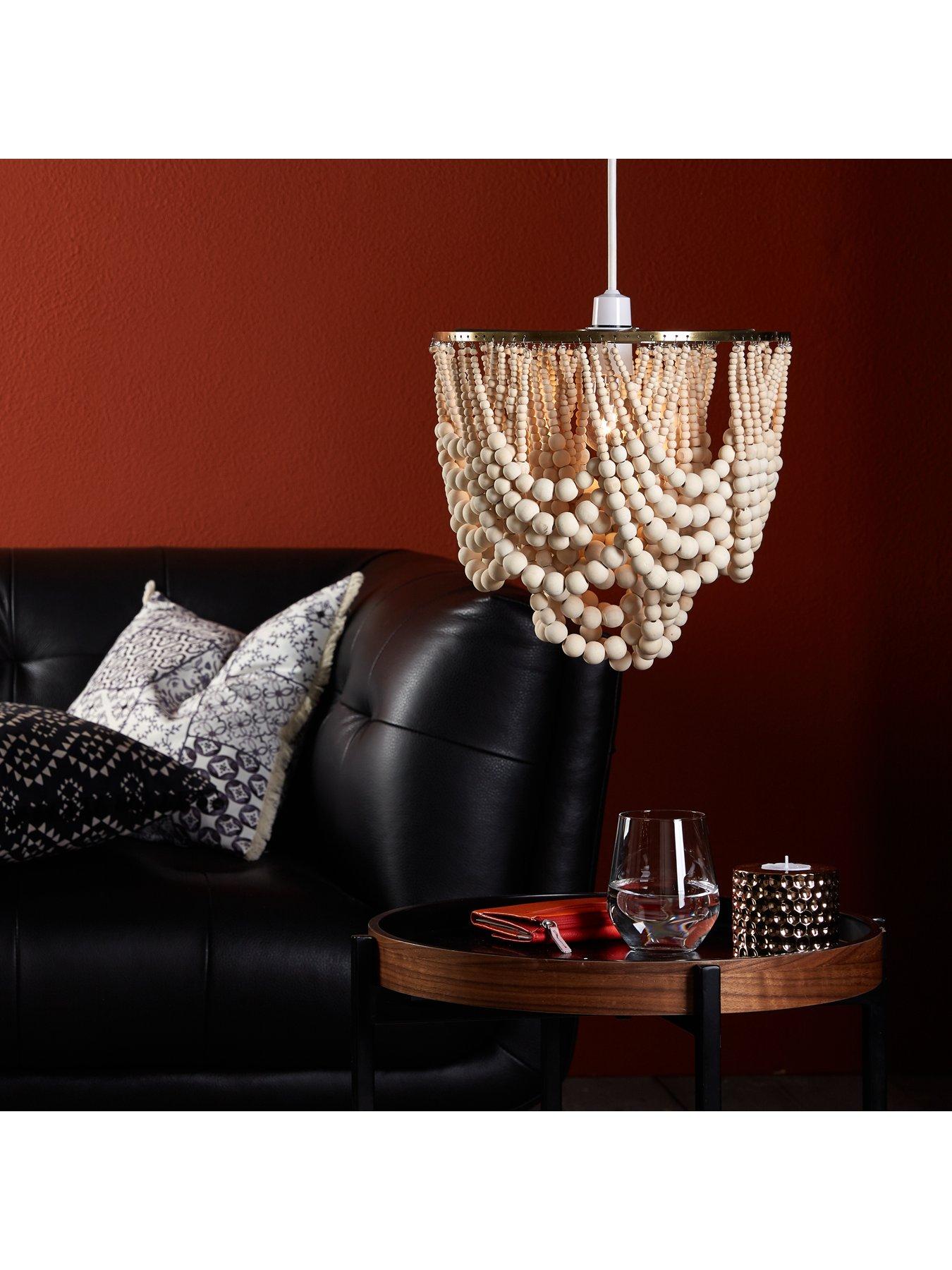 Image 1 of 4 of Very Home Miller Wooden Bead Easy Fit Ceiling Light Shade