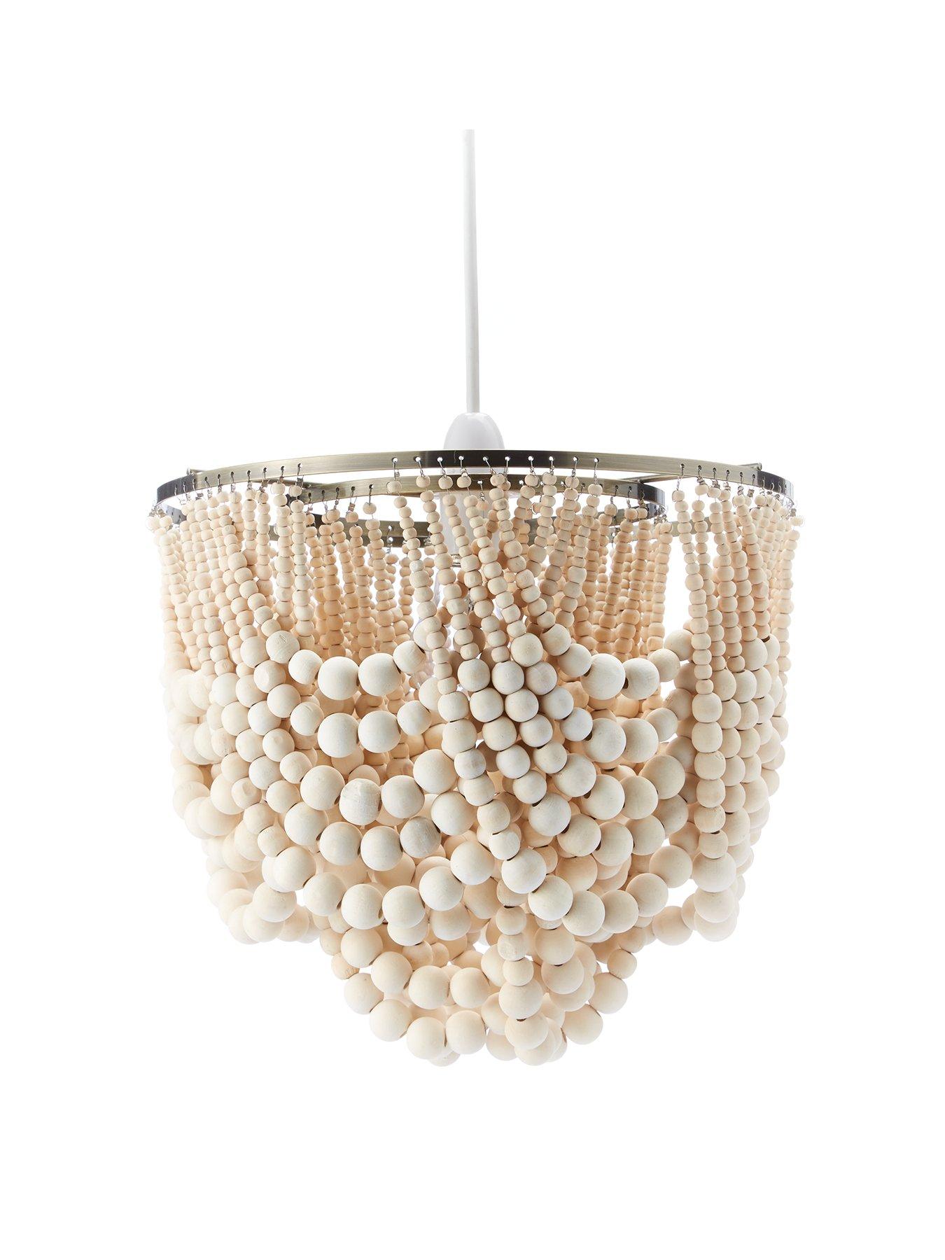 Image 2 of 4 of Very Home Miller Wooden Bead Easy Fit Ceiling Light Shade