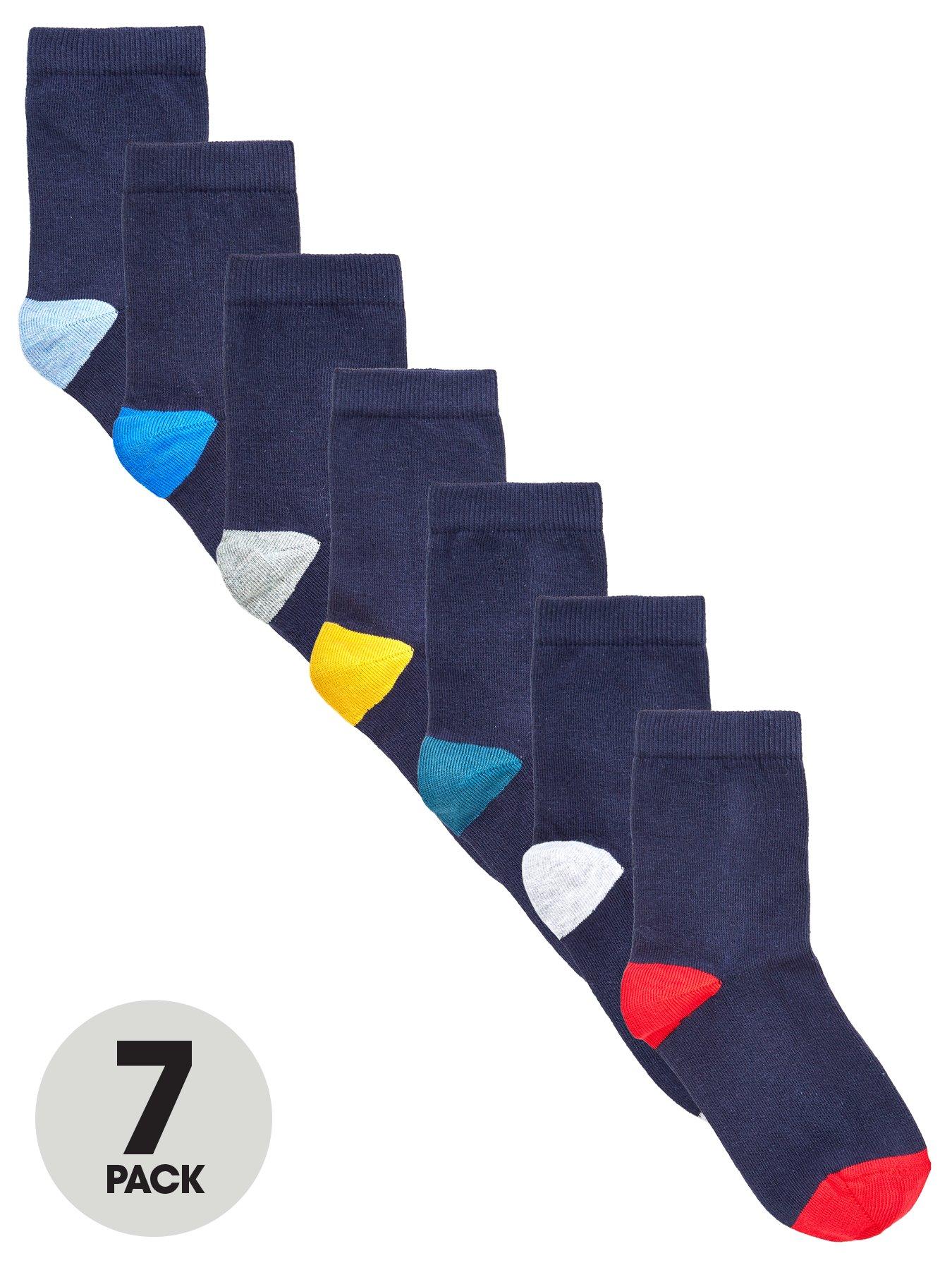 Image of Everyday 7 Pack Contrast Colour Heel and Toe Socks - Multi
