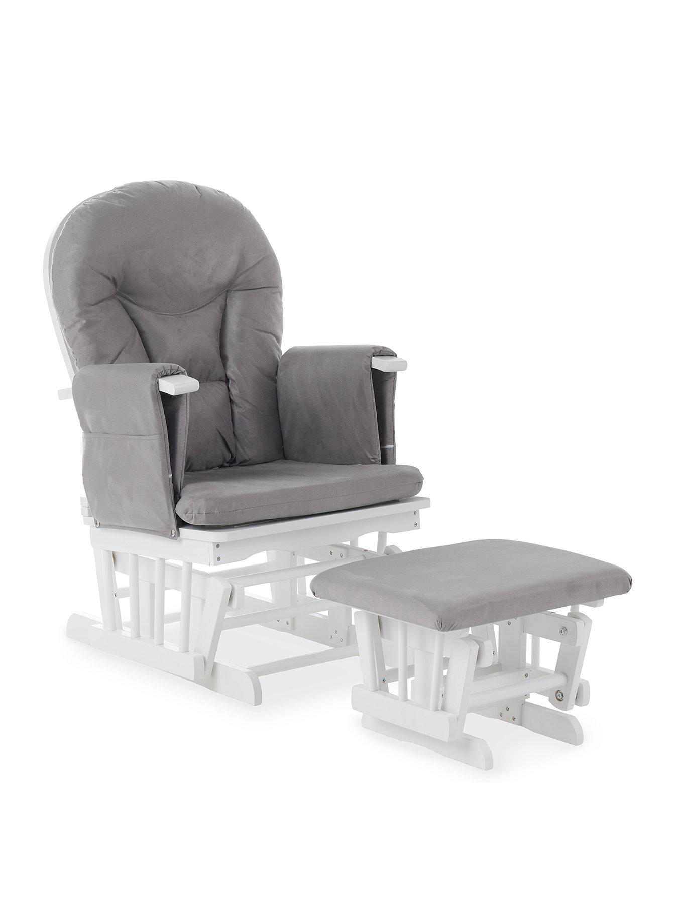 Image 2 of 5 of Obaby Recliner Nursery Chair &amp; Stool - White/Grey