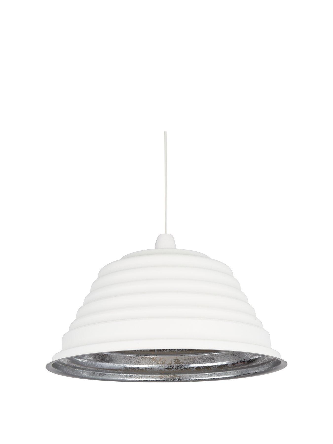 very-home-ridged-sanded-white-and-metallic-non-electric-light-shade