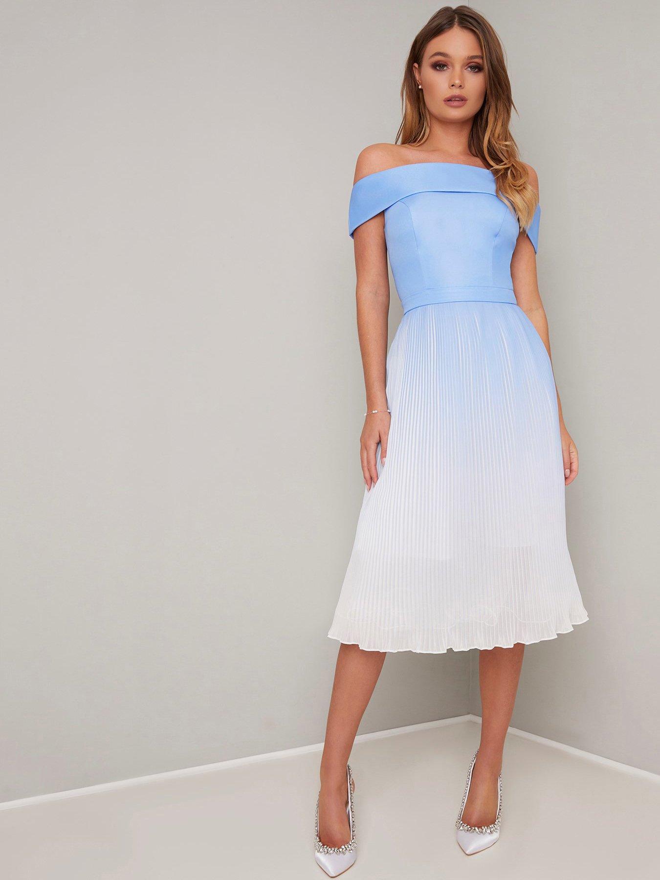 Blue store bardot dress