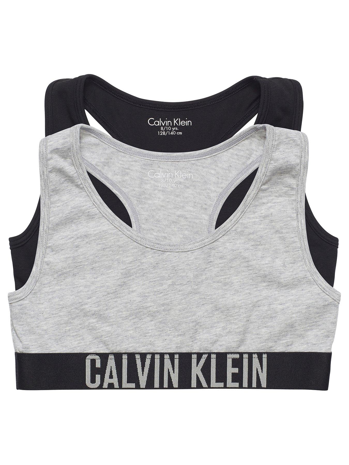 Image 1 of 1 of Calvin Klein Girls 2 Pack Bralettes&nbsp;- Black/Grey