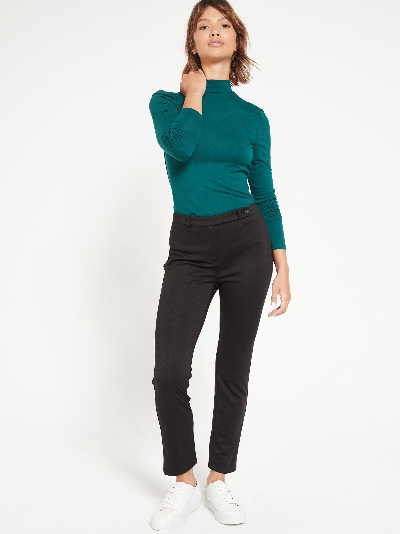 Image 3 of 4 of Everyday Petite Ponte Slim Leg Trousers - Black