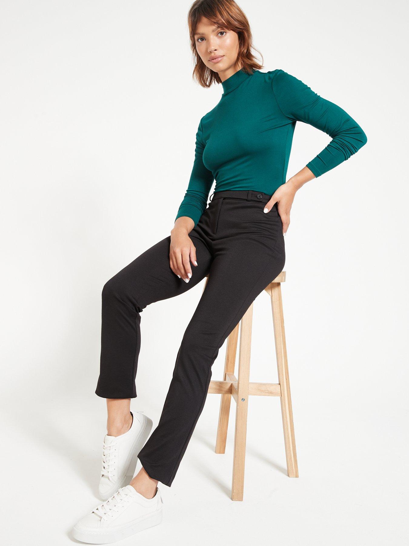 Image 4 of 4 of Everyday Petite Ponte Slim Leg Trousers - Black