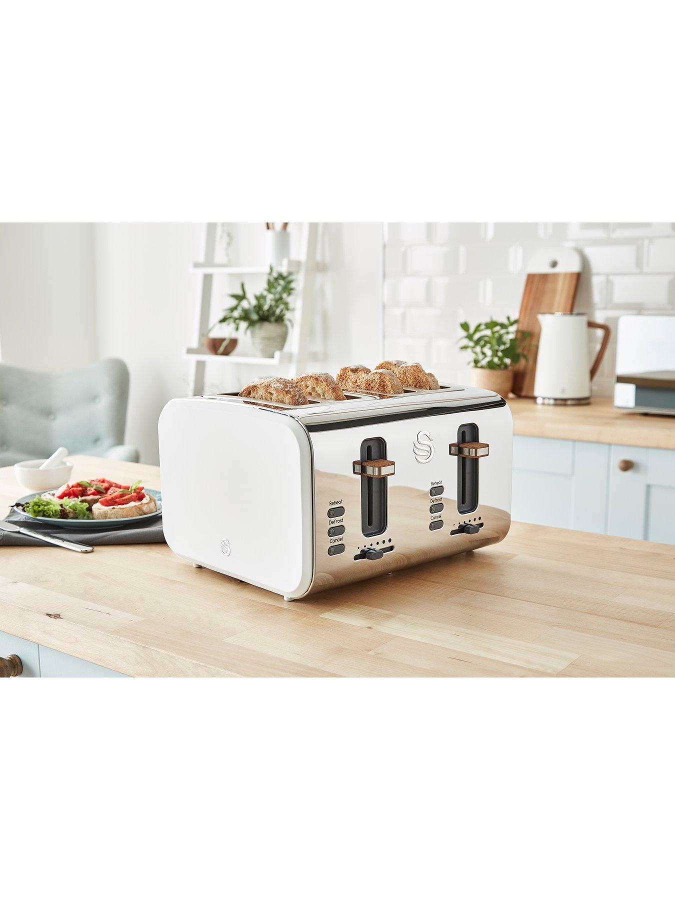 Image 2 of 5 of Swan ST14620WHTN Nordic 4-Slice Toaster with Defrost/Reheat/Cancel Functions, Cord Storage, 1500W, White
