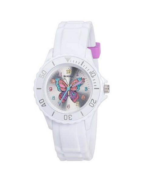 tikkers-silver-sunray-butterfly-print-dial-white-silicone-strap-kids-watch
