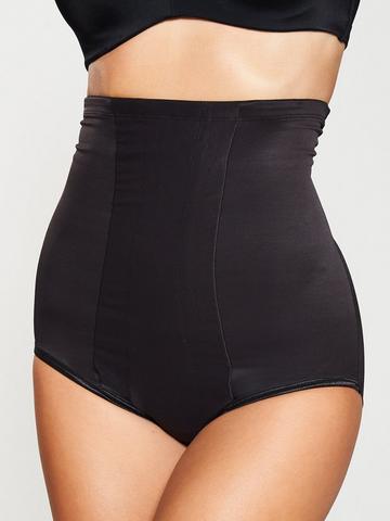 High-Waisted Shaping Control Thong with Flat Tummy Effect black