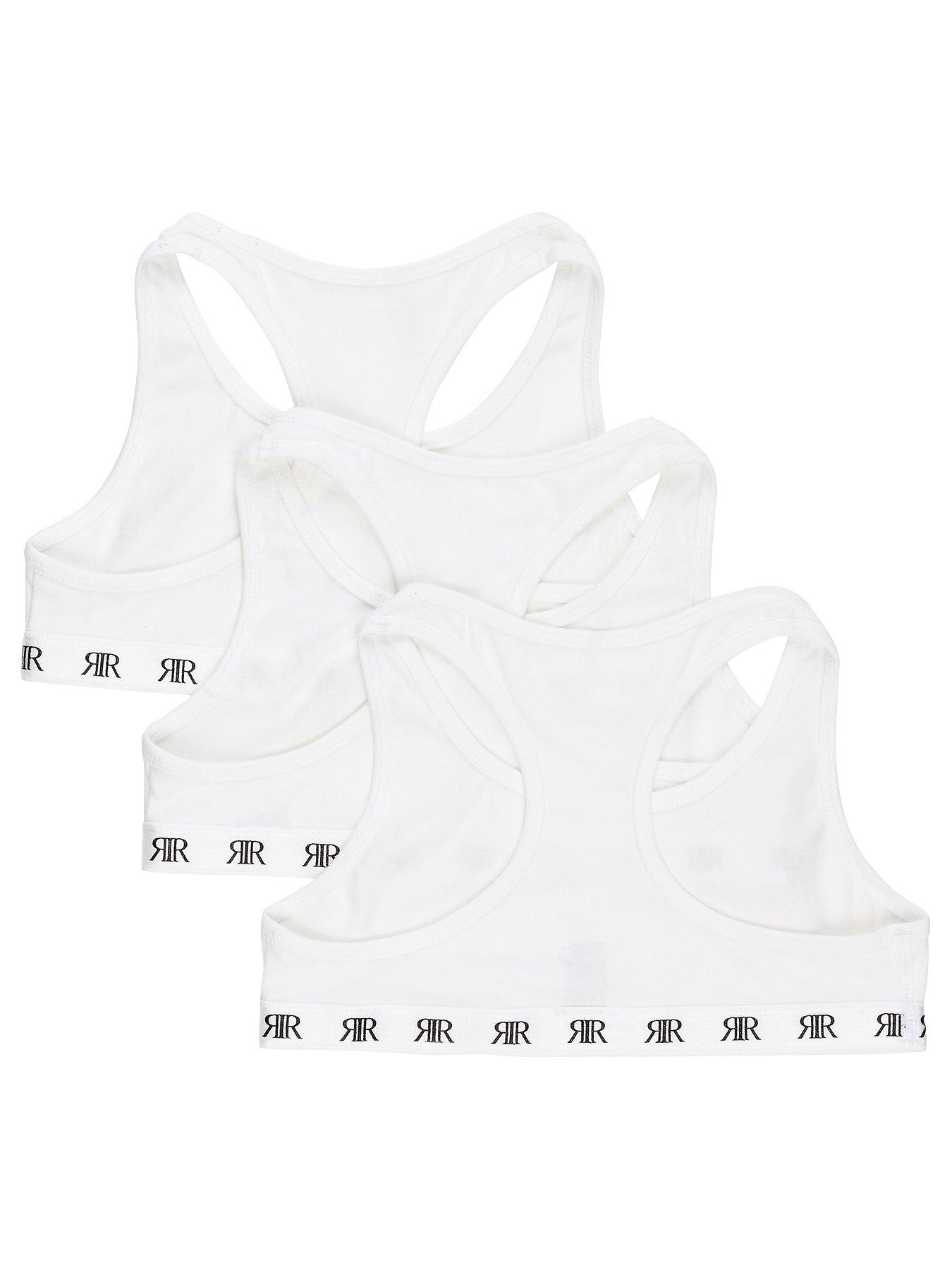 Image 2 of 3 of River Island Girls&nbsp;Branded Racer Back Crop Top Pack - White