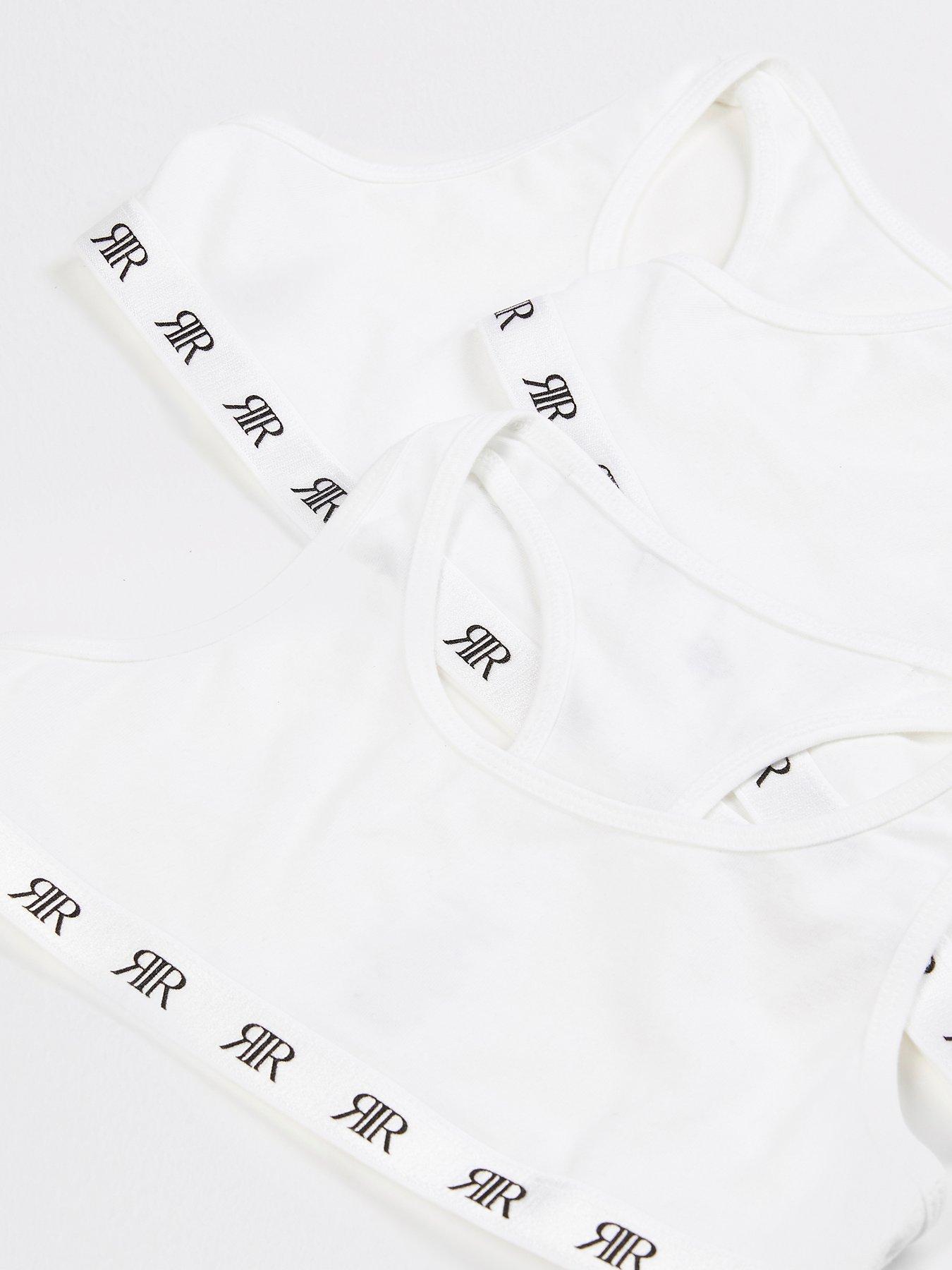 Image 3 of 3 of River Island Girls&nbsp;Branded Racer Back Crop Top Pack - White