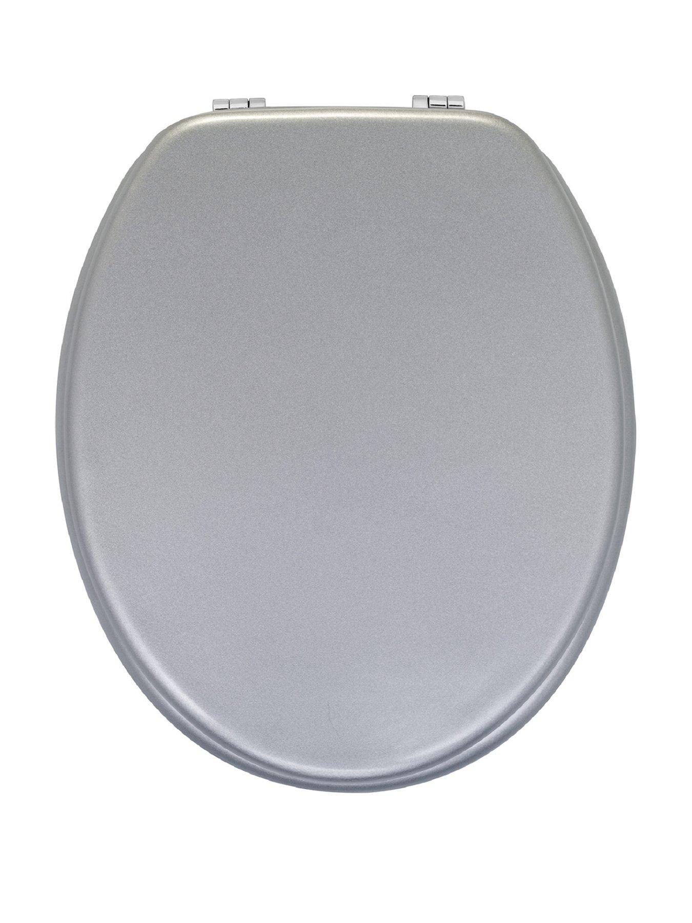 Image 1 of 4 of AQUALONA Silver Effect MDF Toilet Seat