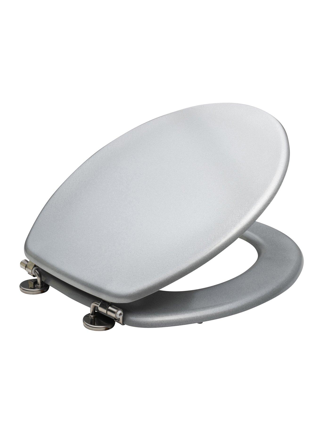 Image 2 of 4 of AQUALONA Silver Effect MDF Toilet Seat