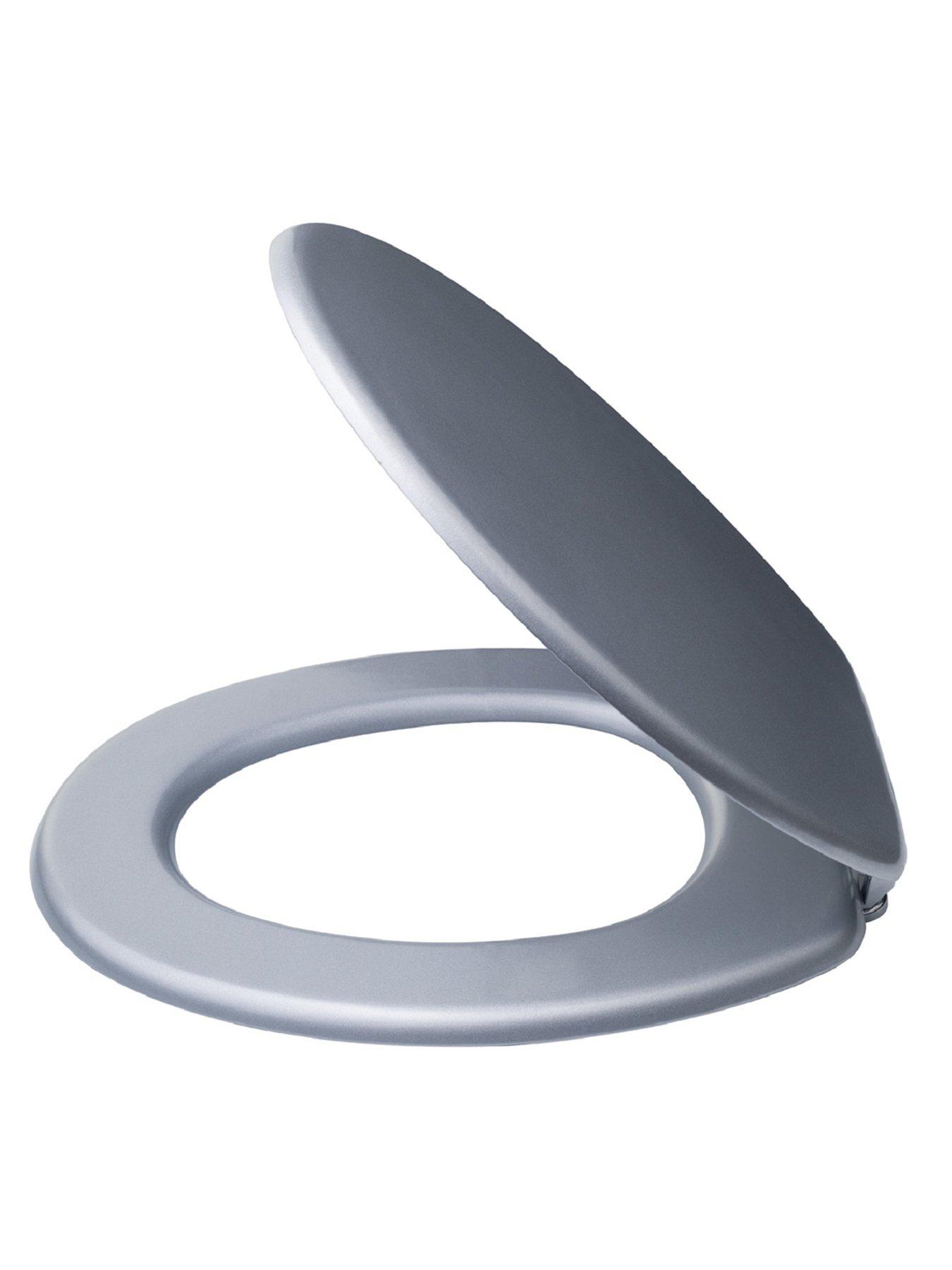 Image 3 of 4 of AQUALONA Silver Effect MDF Toilet Seat