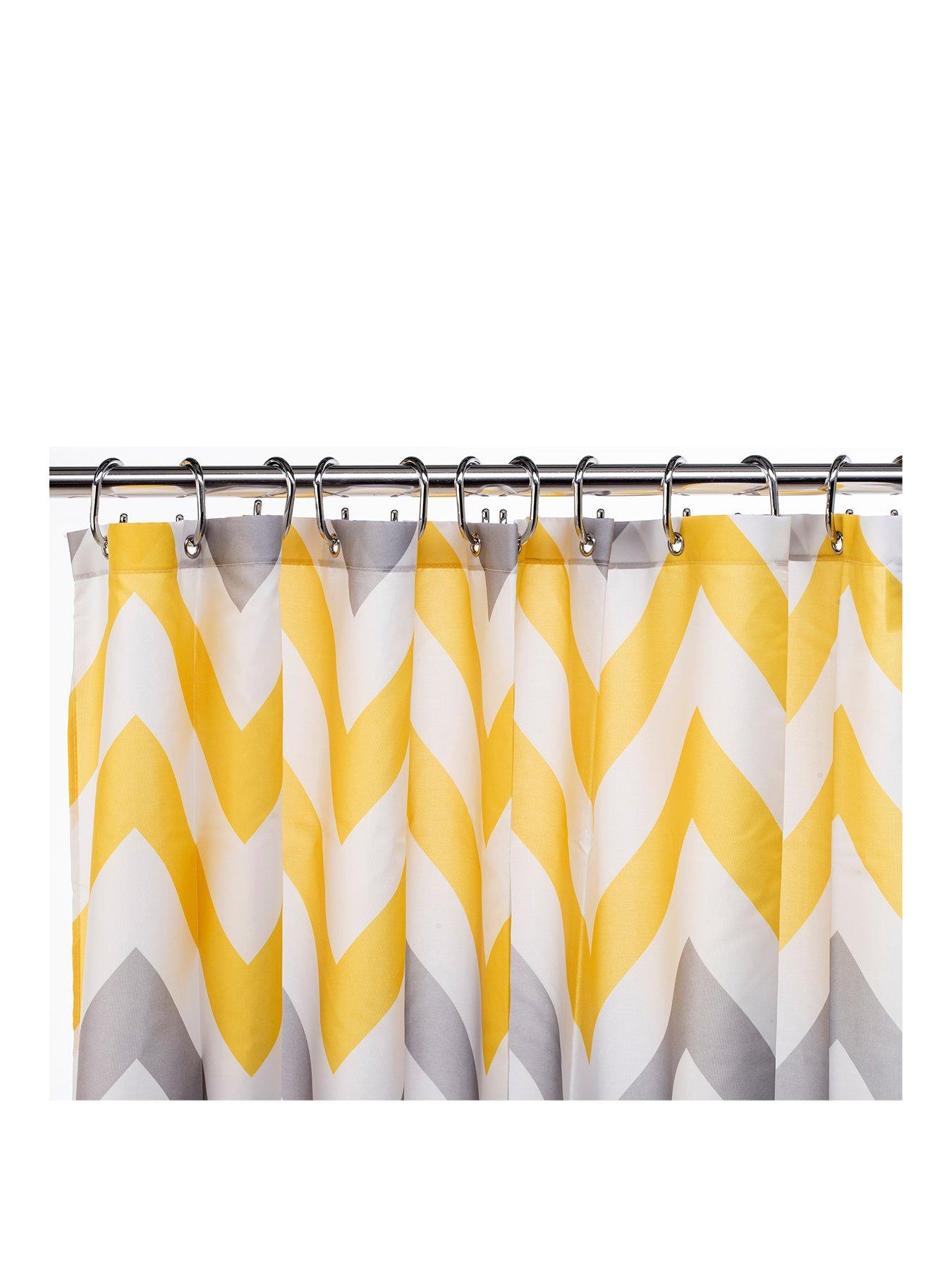 croydex-chevron-textile-shower-curtain-ndash-yellow-grey-and-whitefront