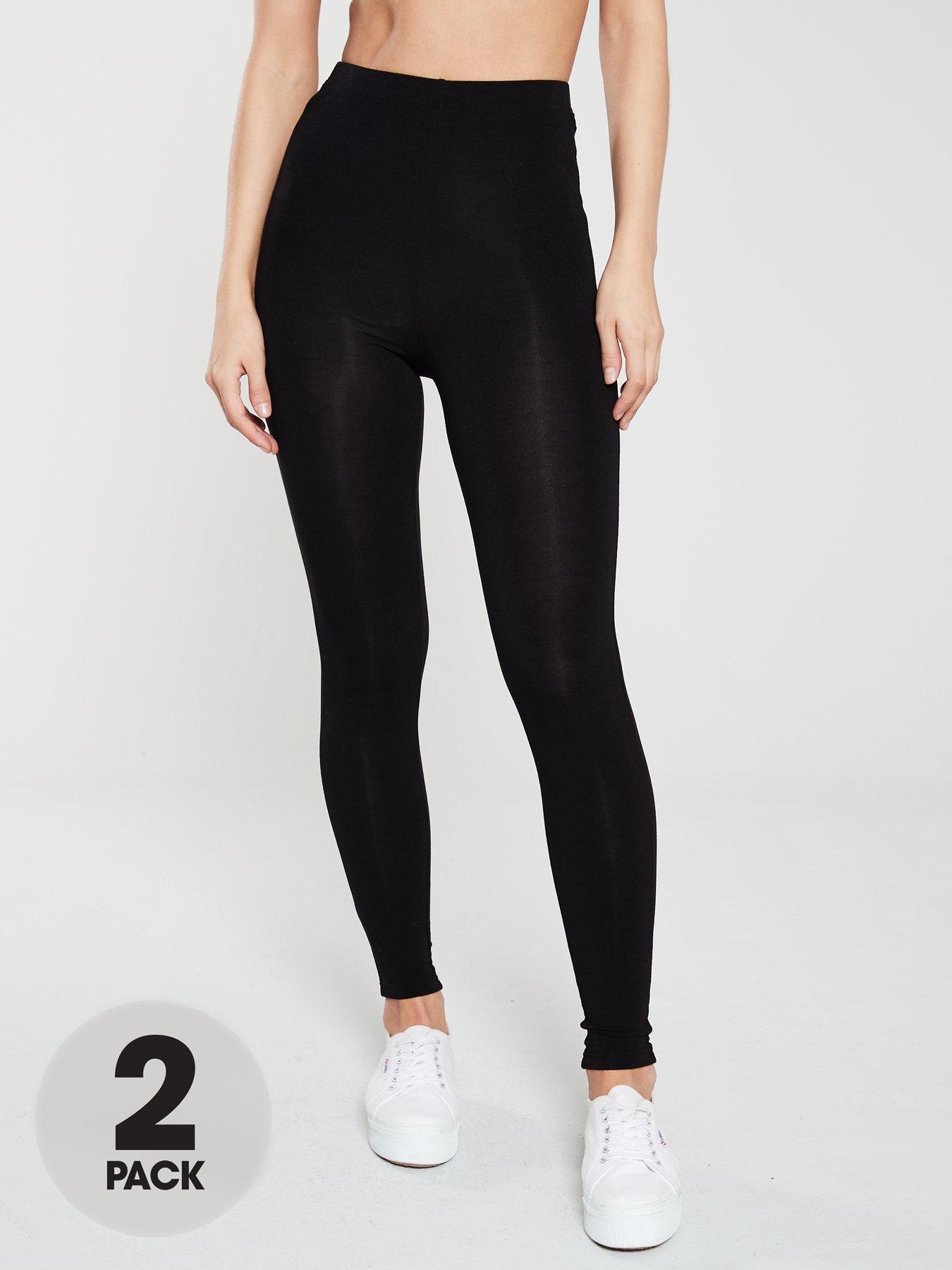 Image 1 of 4 of The Very Collection Essential Tall 2 Pack High Waist Leggings - Black