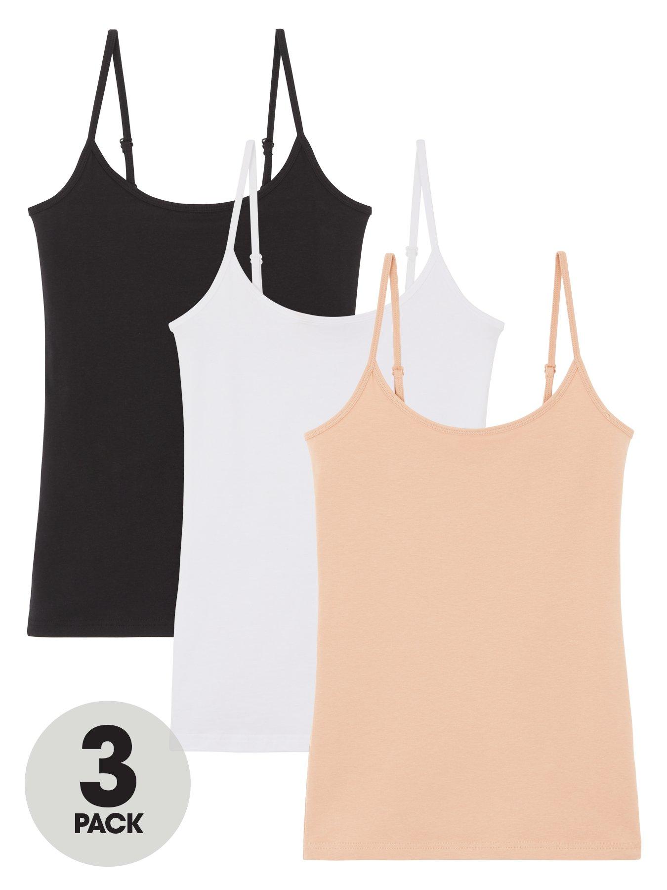 Everyday The Essential 3 Pack Cami Top - Black, White, Nude