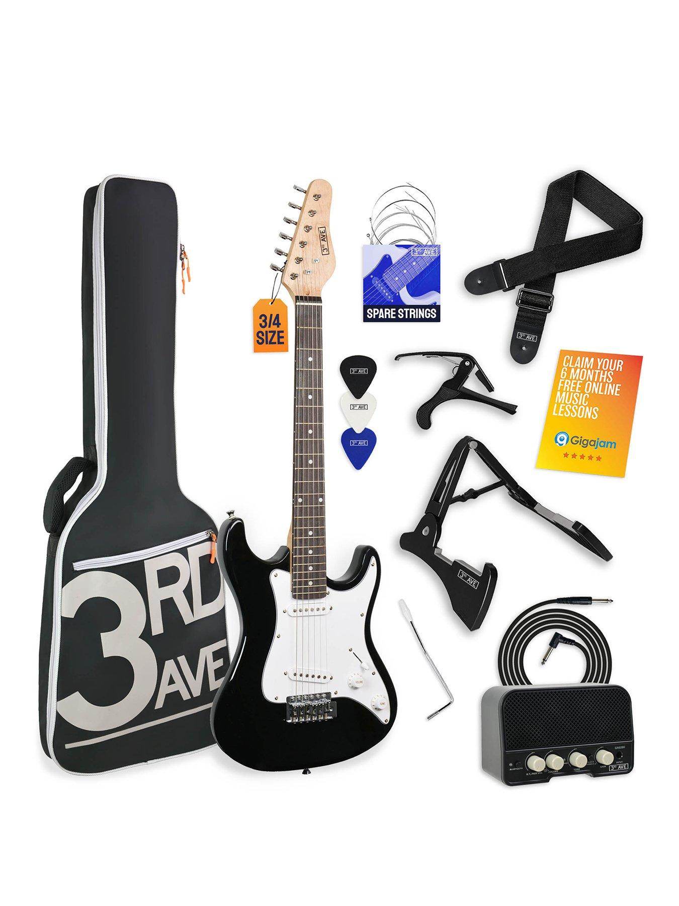 rocket-3rd-avenue-34-size-electric-guitar-ultimate-kit-with-amp-6-months-free-lessons-black