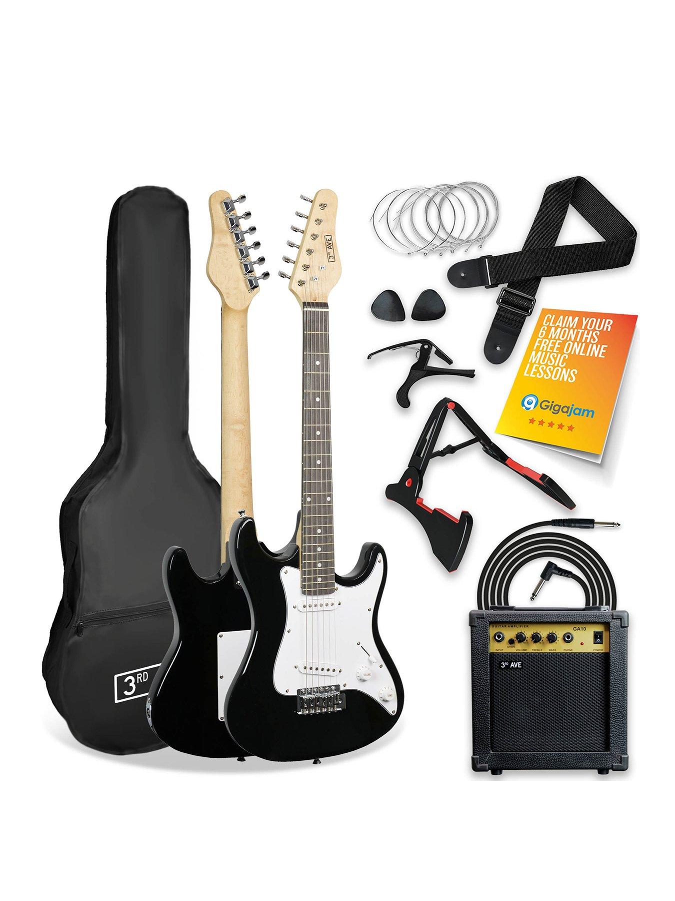 undefined 3/4 Size Electric Guitar Ultimate Kit with 10W Amp - 6 Months FREE Lessons - Black