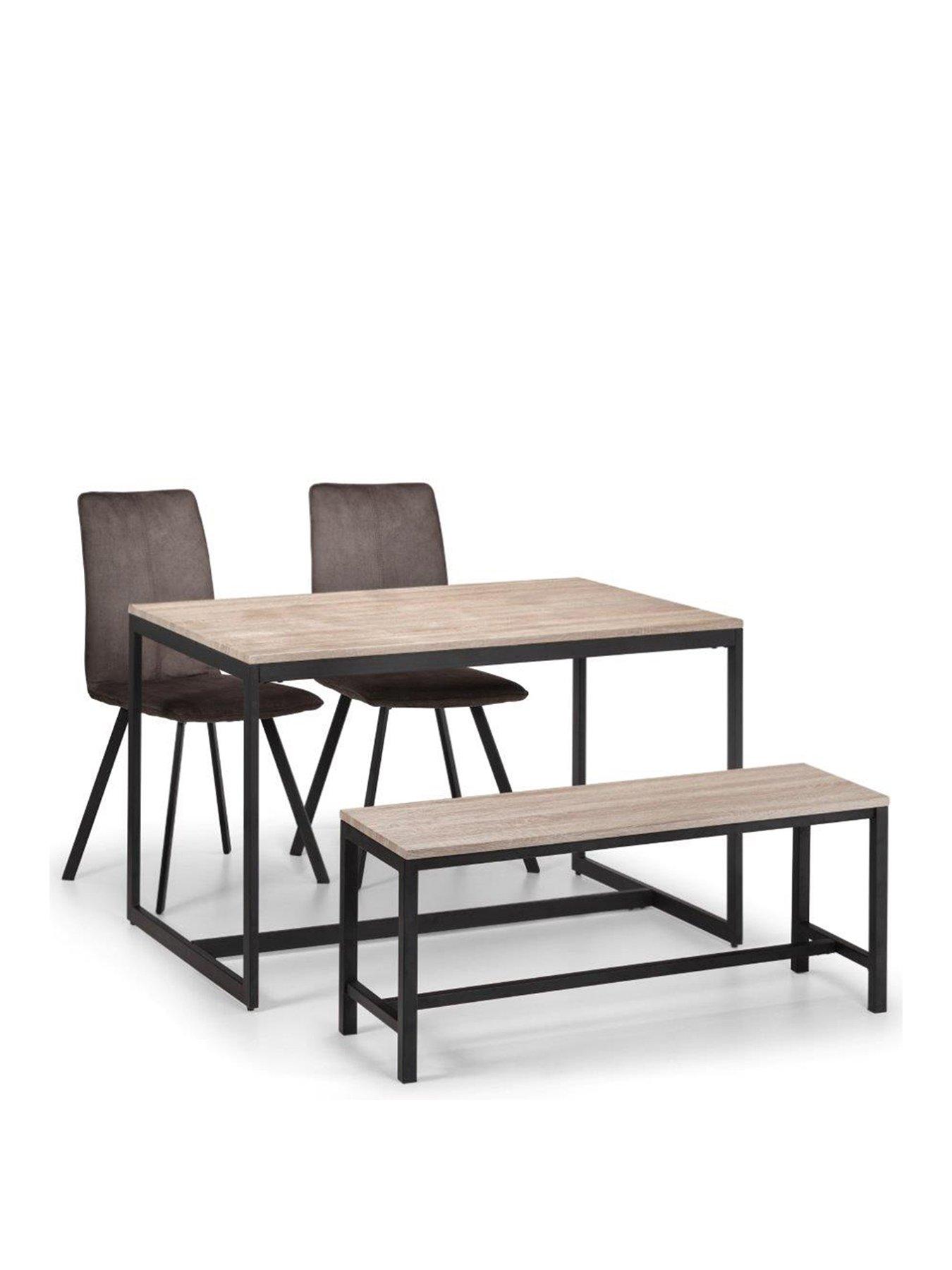 julian-bowen-tribeca-120-cm-dining-table-2-monroe-chairs-benchstillFront