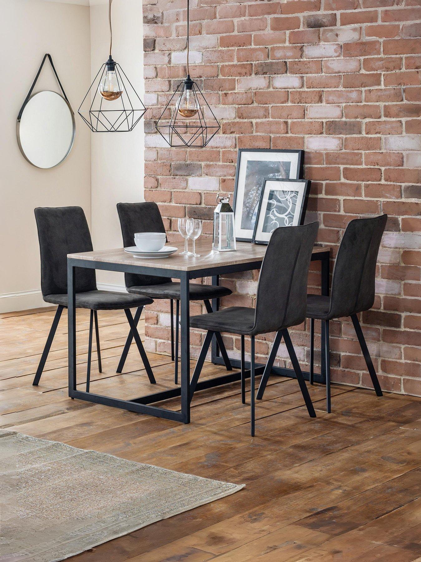 Image 1 of 5 of Julian Bowen Tribeca 120 cm Dining Table + 4 Monroe Chairs - Walnut