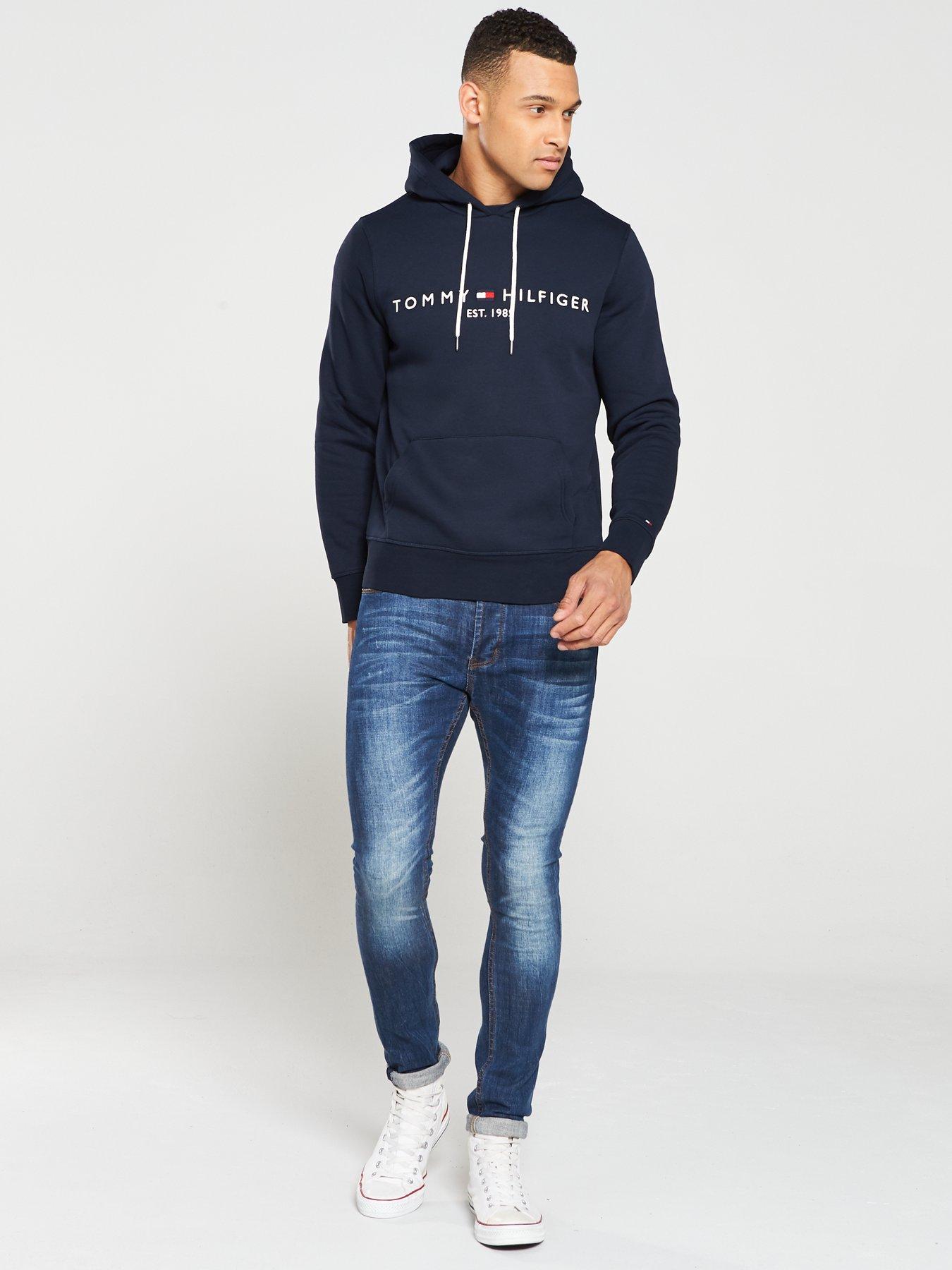 Image 3 of 4 of Tommy Hilfiger Tommy Hilfiger Core Logo Overhead Hoodie - Navy