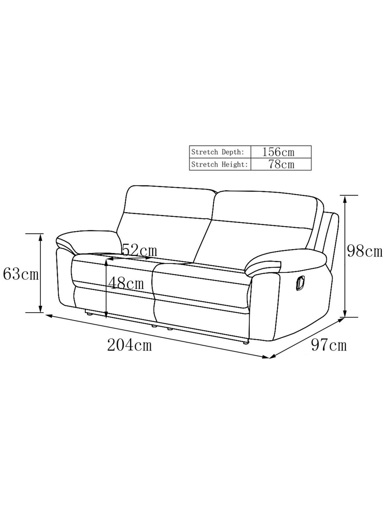 Image 6 of 6 of Very Home Baron&nbsp;Fabric 3 Seater Manual Recliner Sofa