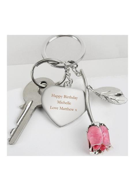 the-personalised-memento-company-personalised-pink-rose-keyring