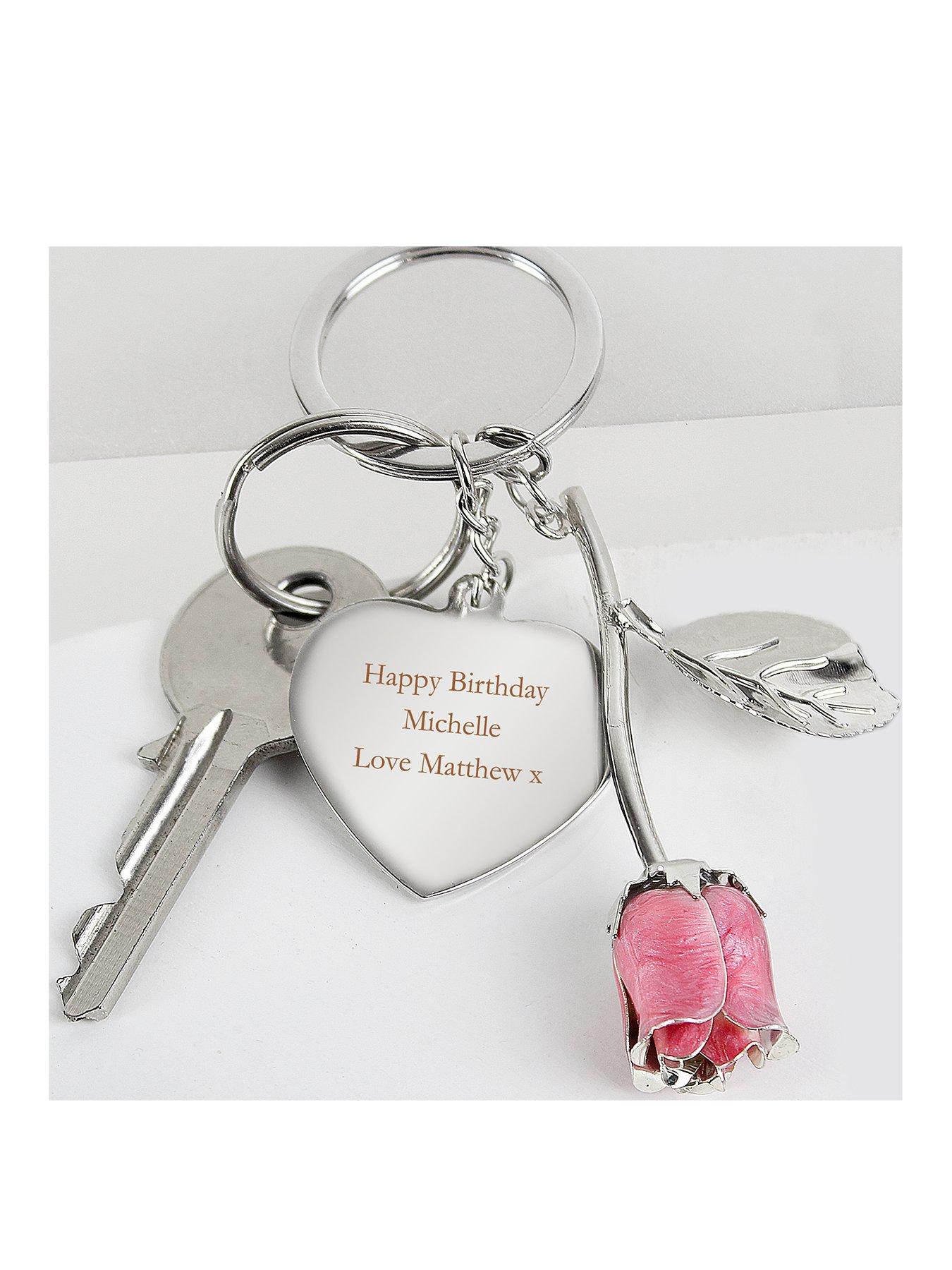 the-personalised-memento-company-personalised-pink-rose-keyringfront