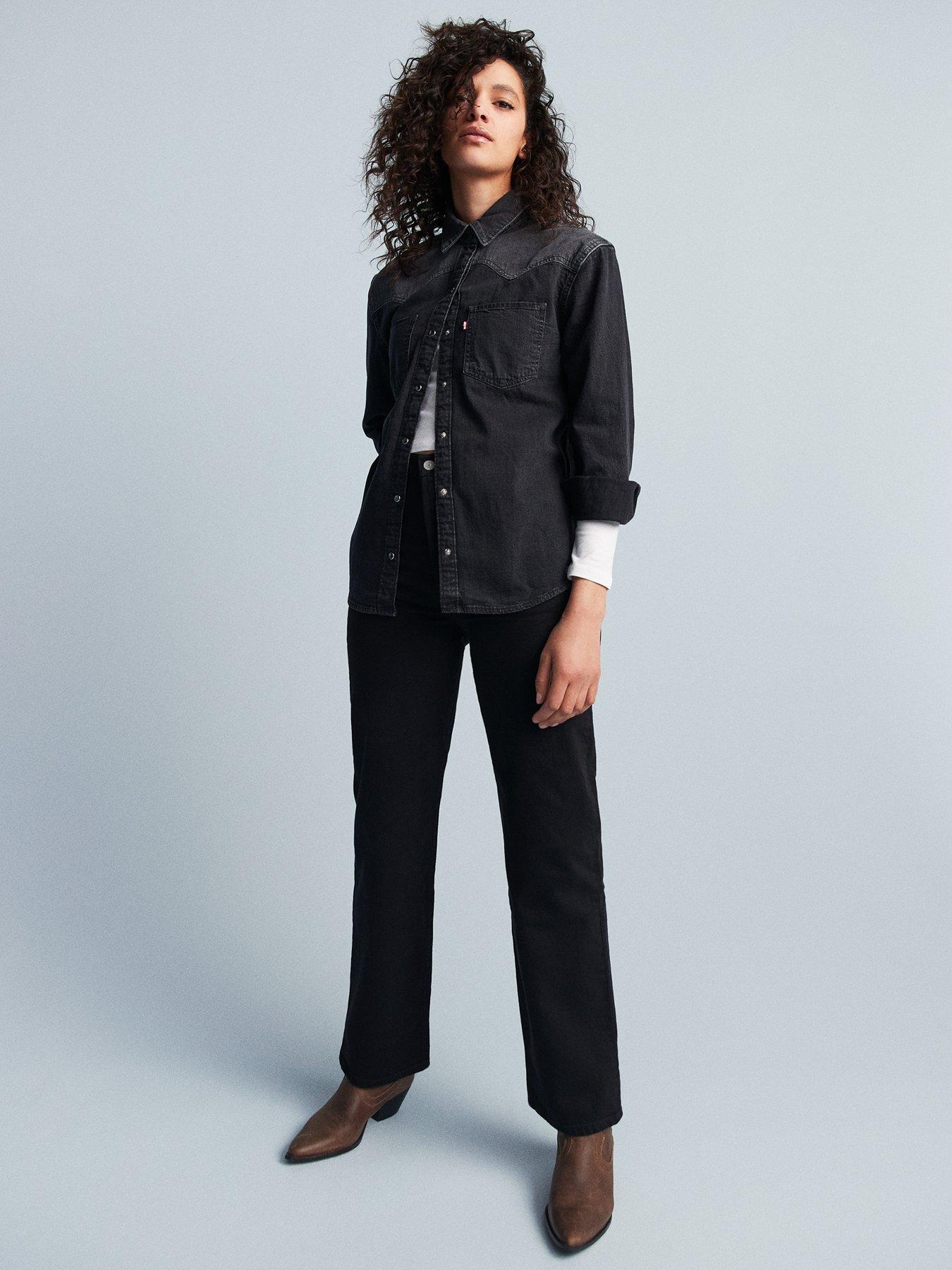 Image 1 of 4 of Levi's Ribcage Straight Ankle Jeans - Black Sprout
